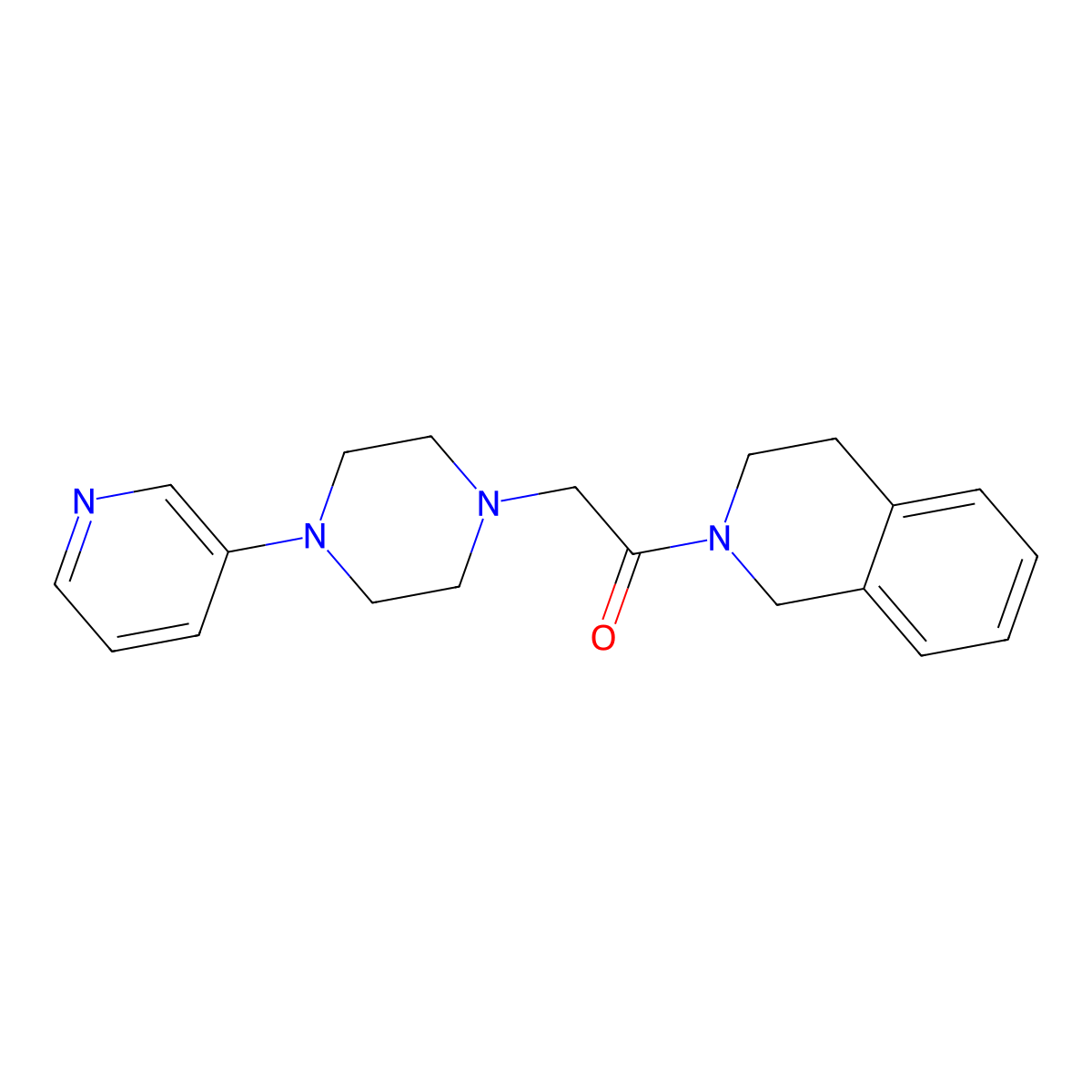 1-(3,4-dihydroisoquinolin-2(1H)-yl)-2-[4-(pyridin-3-yl)piperazin-1-yl]ethanone molecular structure, CAS 1282119-72-5