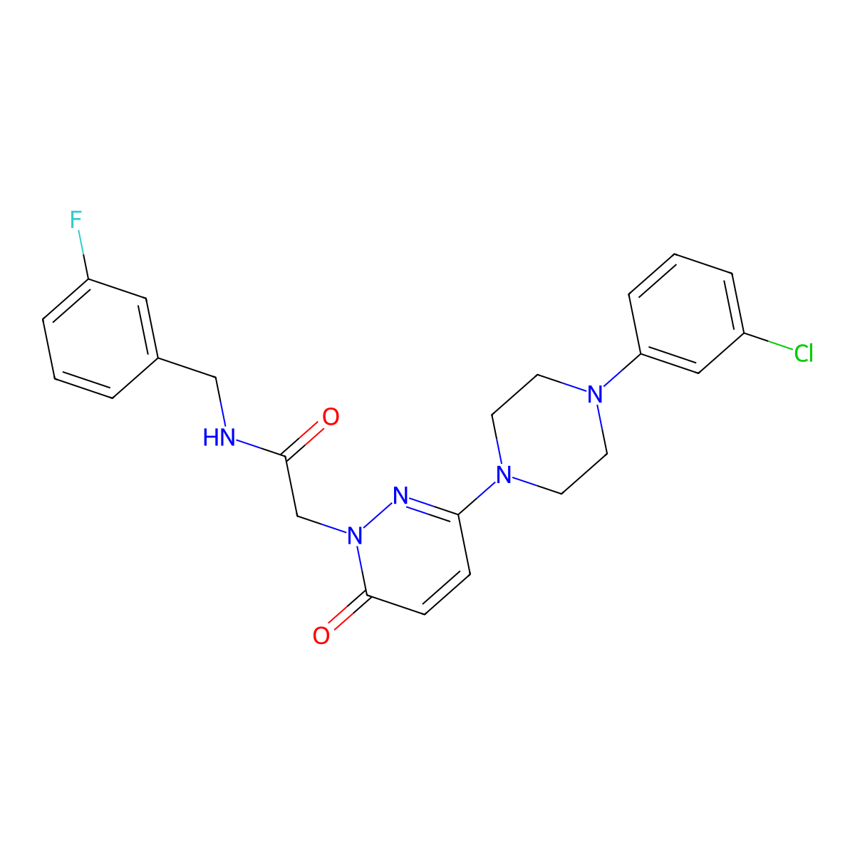2-{3-[4-(3-chlorophenyl)piperazin-1-yl]-6-oxopyridazin-1(6H)-yl}-N-(3-fluorobenzyl)acetamide molecular structure, CAS 1282119-88-3
