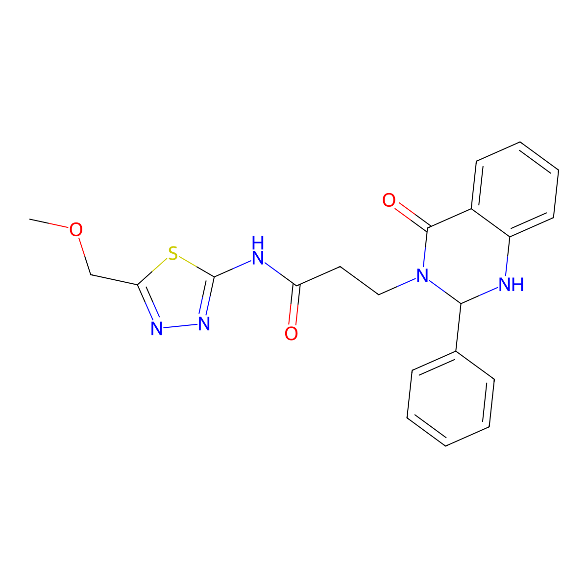 N-[(2Z)-5-(methoxymethyl)-1,3,4-thiadiazol-2(3H)-ylidene]-3-(4-oxo-2-phenyl-1,4-dihydroquinazolin-3(2H)-yl)propanamide molecular structure, CAS 1282119-92-9