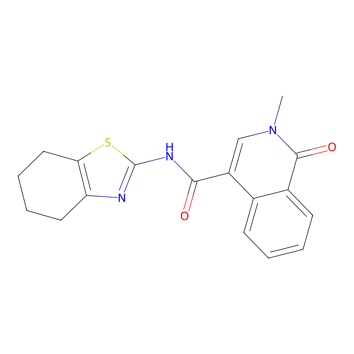 2-methyl-1-oxo-N-[(2E)-4,5,6,7-tetrahydro-1,3-benzothiazol-2(3H)-ylidene]-1,2-dihydroisoquinoline-4-carboxamide molecular structure, CAS 1282120-14-2