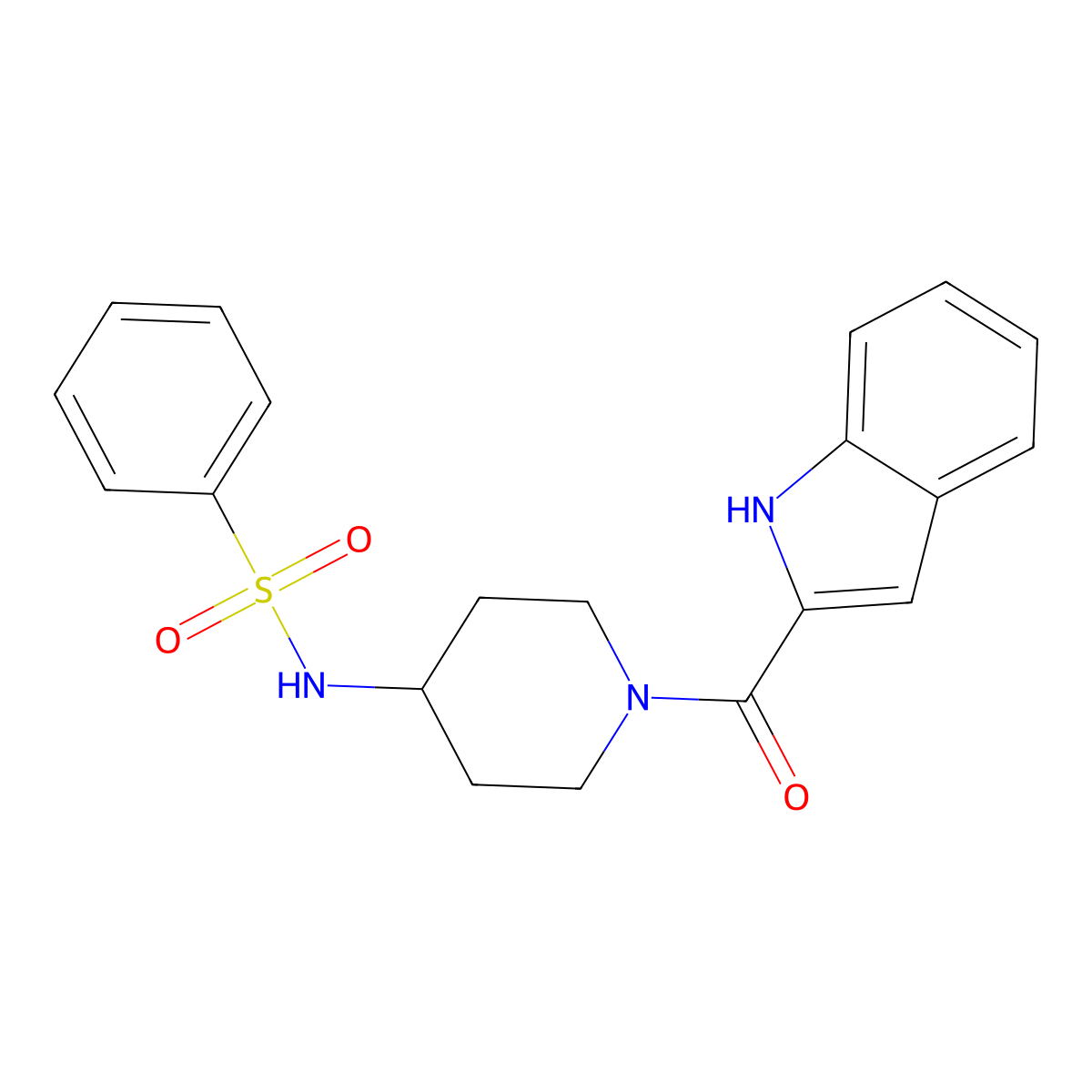 N-[1-(1H-indol-2-ylcarbonyl)piperidin-4-yl]benzenesulfonamide molecular structure, CAS 1282120-17-5