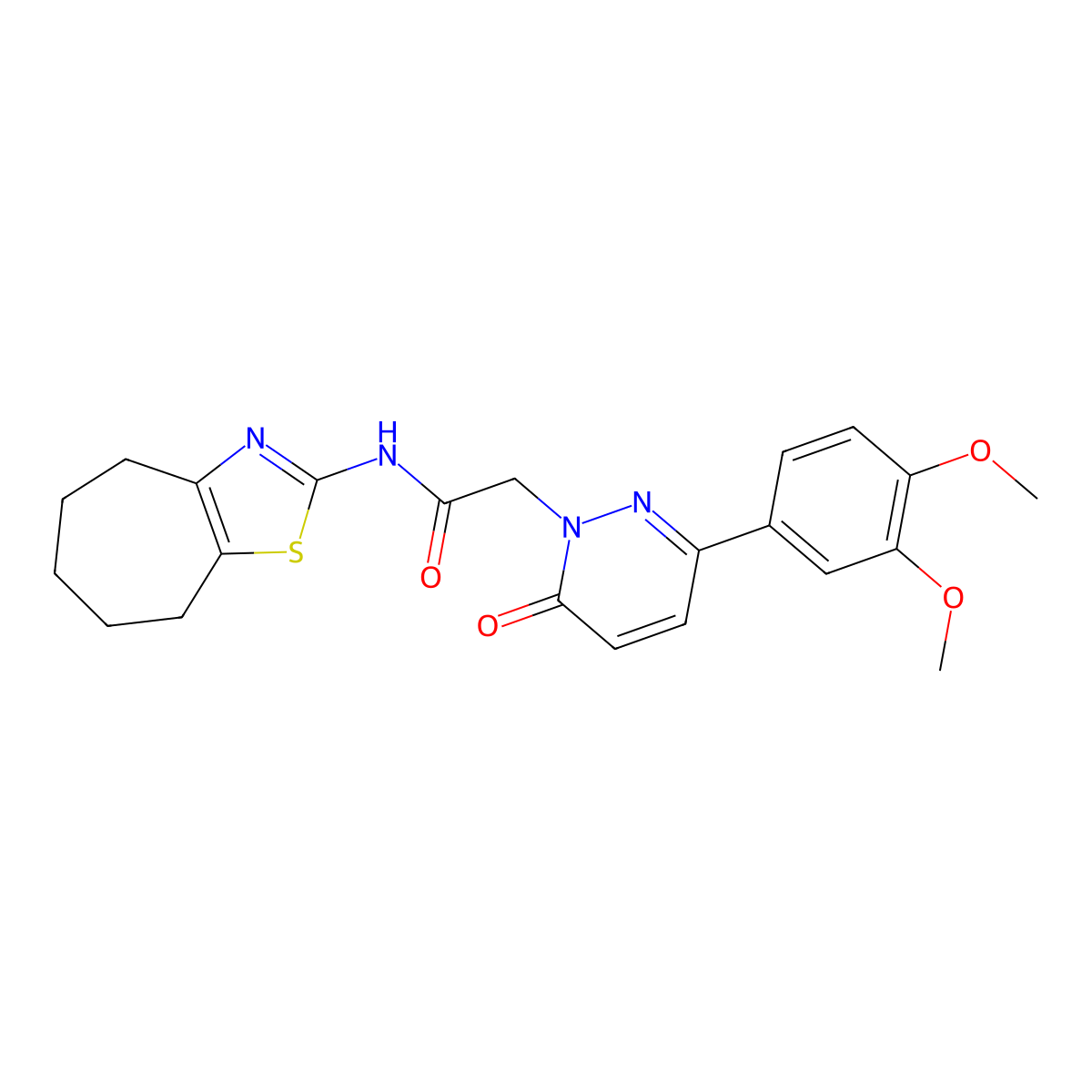 2-[3-(3,4-dimethoxyphenyl)-6-oxopyridazin-1(6H)-yl]-N-[(2Z)-3,4,5,6,7,8-hexahydro-2H-cyclohepta[d][1,3]thiazol-2-ylidene]acetamide molecular structure, CAS 1282120-18-6