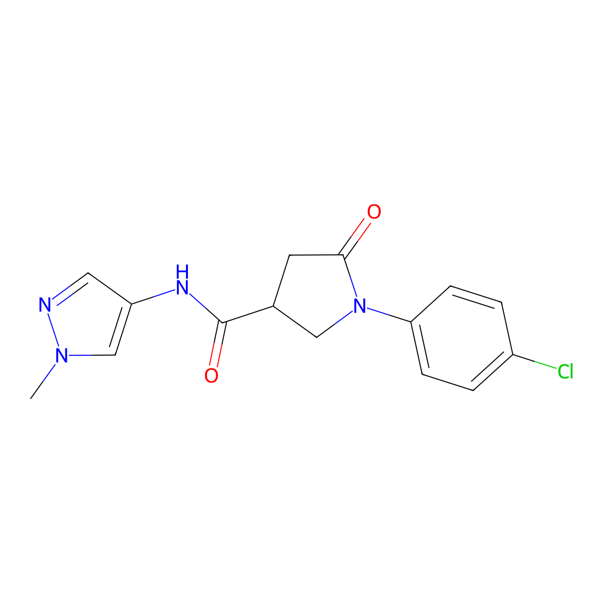 1-(4-chlorophenyl)-N-(1-methyl-1H-pyrazol-4-yl)-5-oxopyrrolidine-3-carboxamide molecular structure, CAS 1282120-20-0