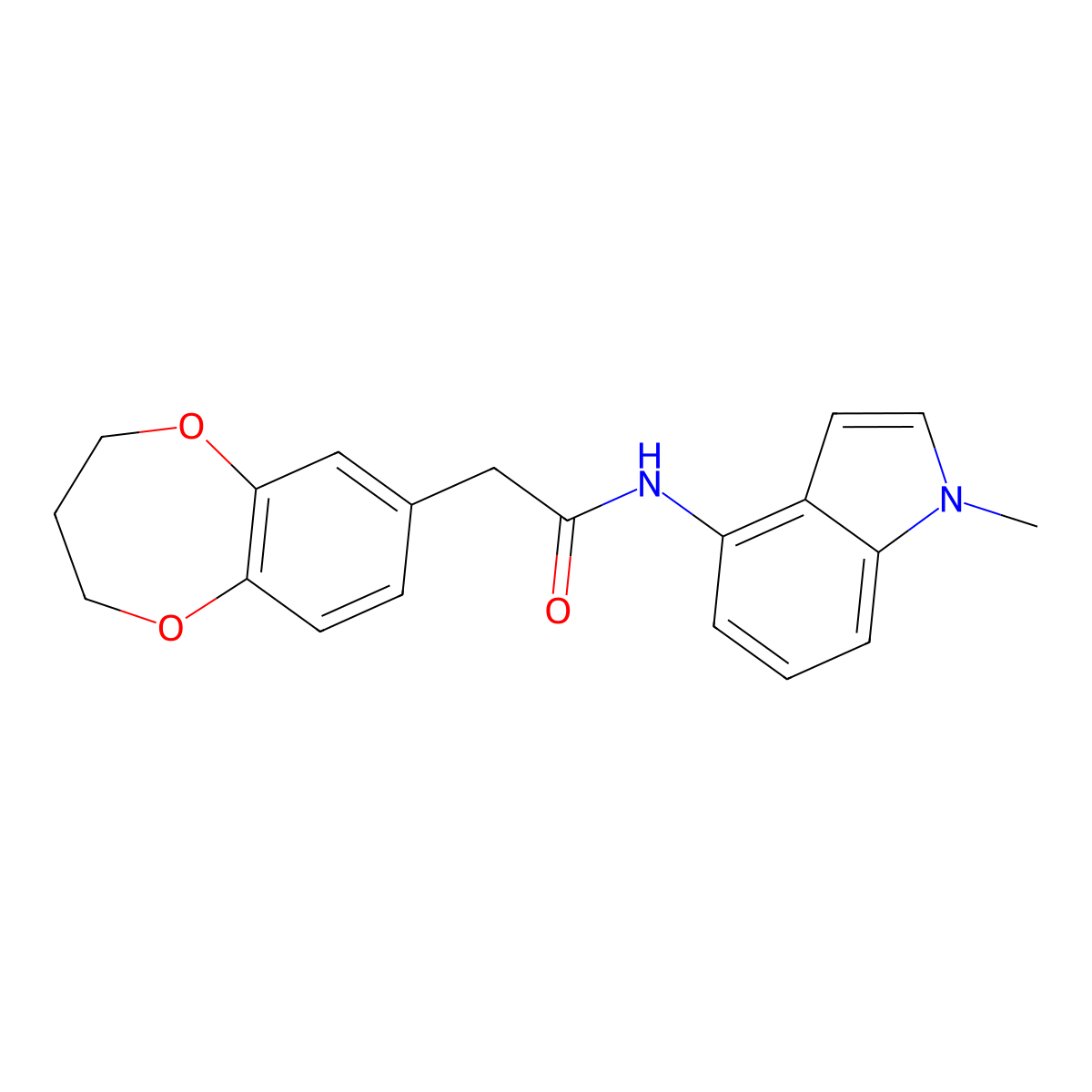 2-(3,4-dihydro-2H-1,5-benzodioxepin-7-yl)-N-(1-methyl-1H-indol-4-yl)acetamide molecular structure, CAS 1282120-39-1