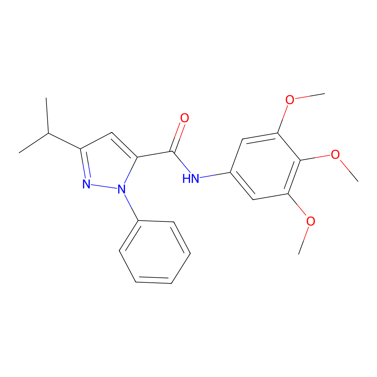 1-phenyl-3-(propan-2-yl)-N-(3,4,5-trimethoxyphenyl)-1H-pyrazole-5-carboxamide molecular structure, CAS 1282120-47-1