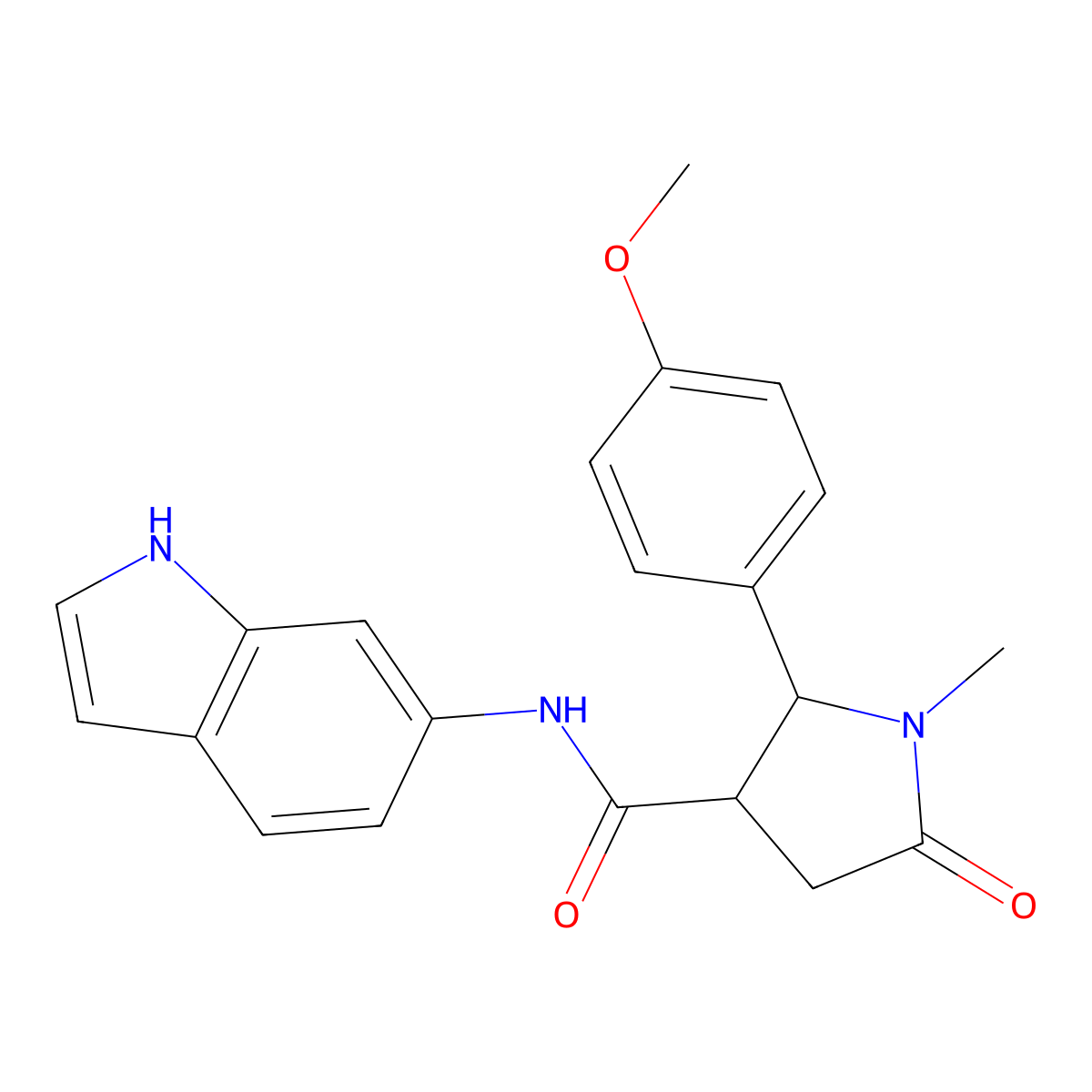 N-(1H-indol-6-yl)-2-(4-methoxyphenyl)-1-methyl-5-oxopyrrolidine-3-carboxamide molecular structure, CAS 1282120-48-2