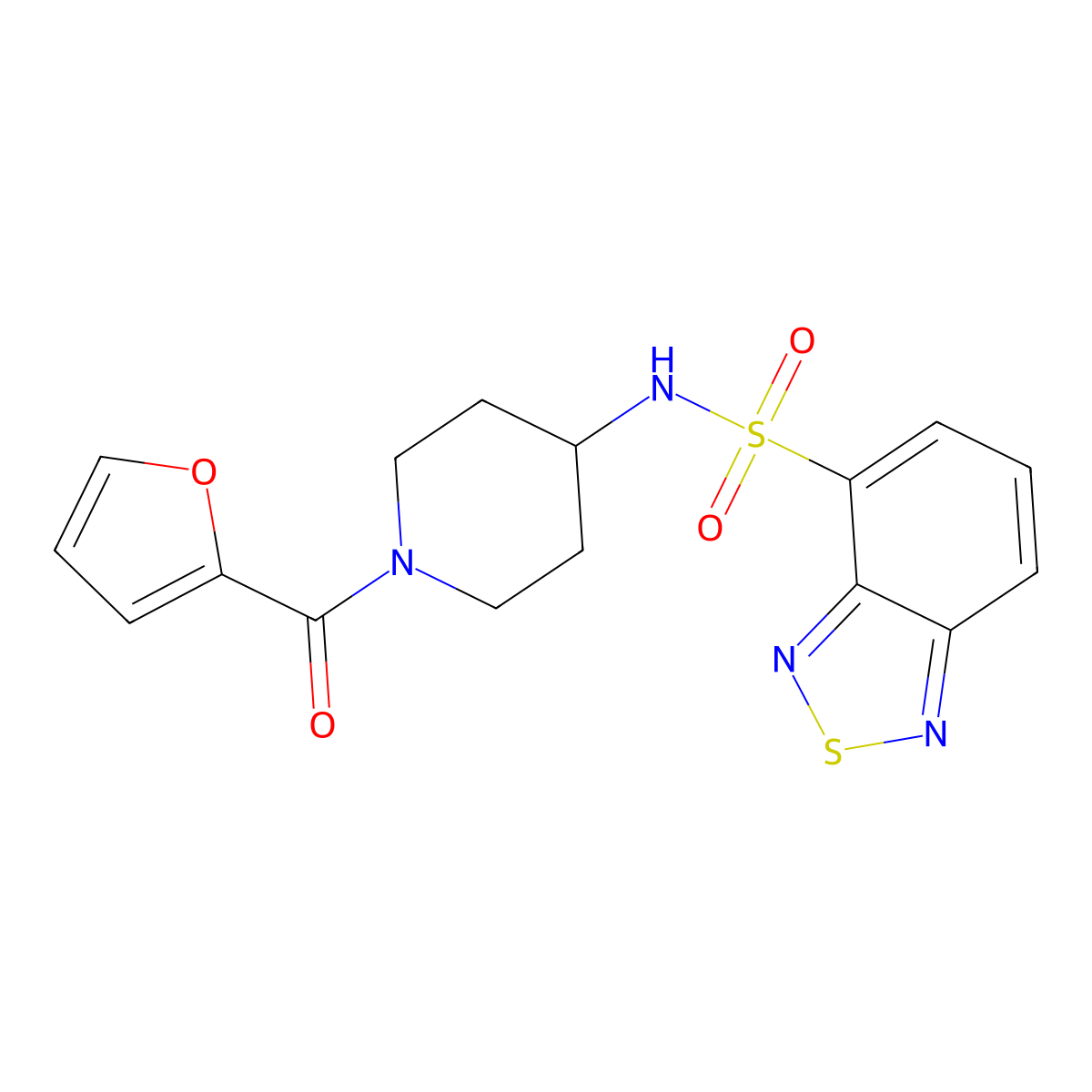 N-[1-(furan-2-ylcarbonyl)piperidin-4-yl]-2,1,3-benzothiadiazole-4-sulfonamide molecular structure, CAS 1282120-66-4