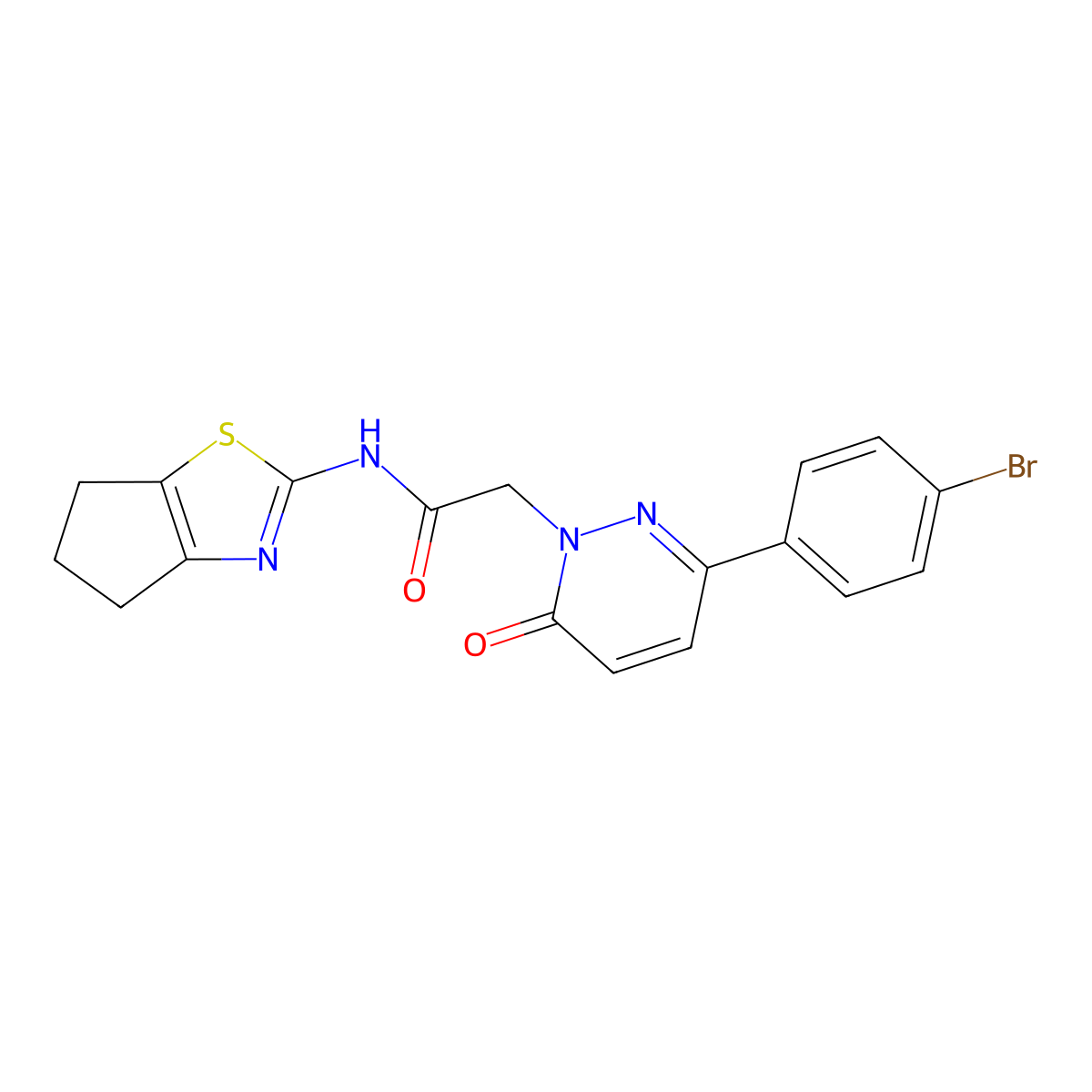 2-[3-(4-bromophenyl)-6-oxopyridazin-1(6H)-yl]-N-[(2Z)-3,4,5,6-tetrahydro-2H-cyclopenta[d][1,3]thiazol-2-ylidene]acetamide molecular structure, CAS 1282120-68-6