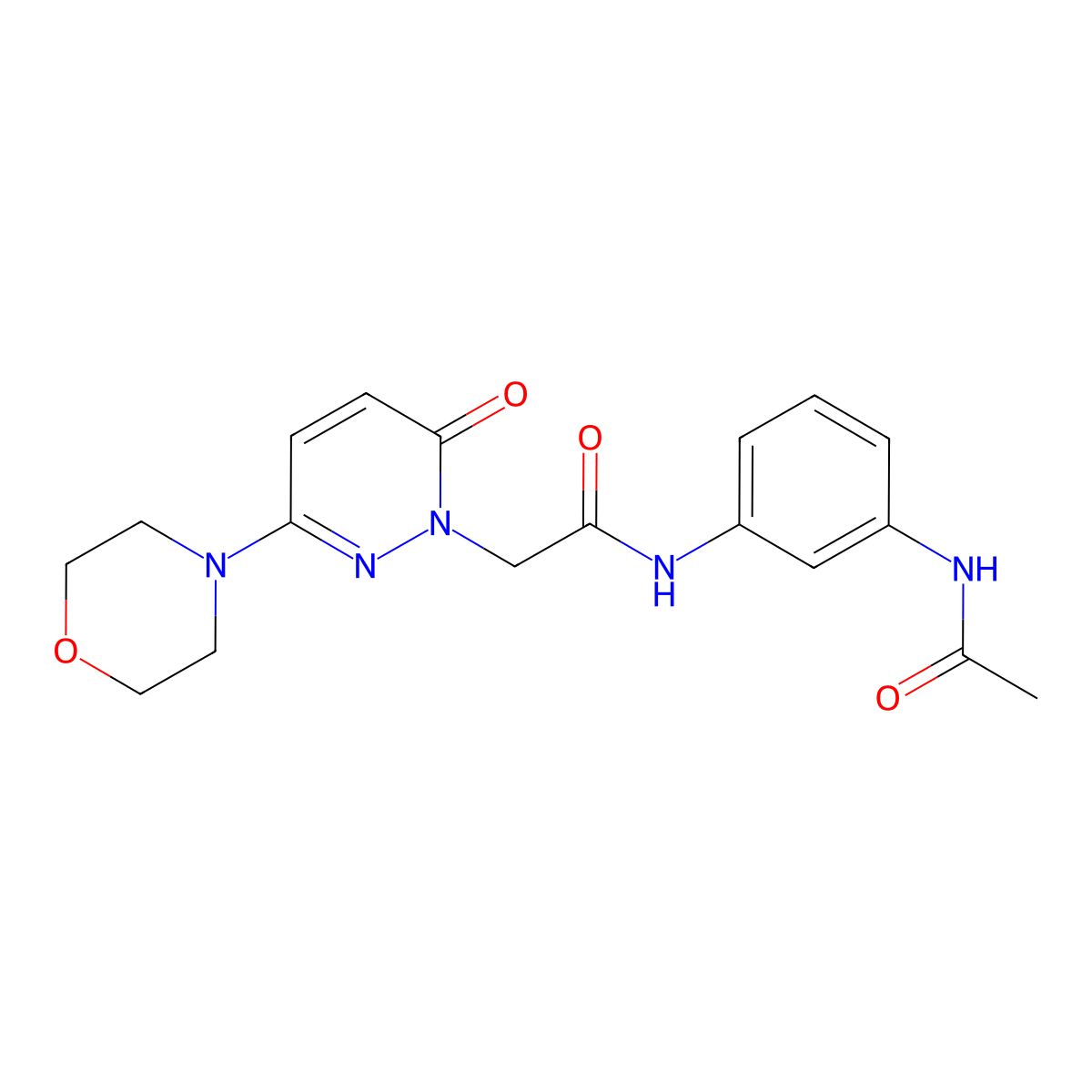 N-[3-(acetylamino)phenyl]-2-[3-(morpholin-4-yl)-6-oxopyridazin-1(6H)-yl]acetamide molecular structure, CAS 1282120-78-8