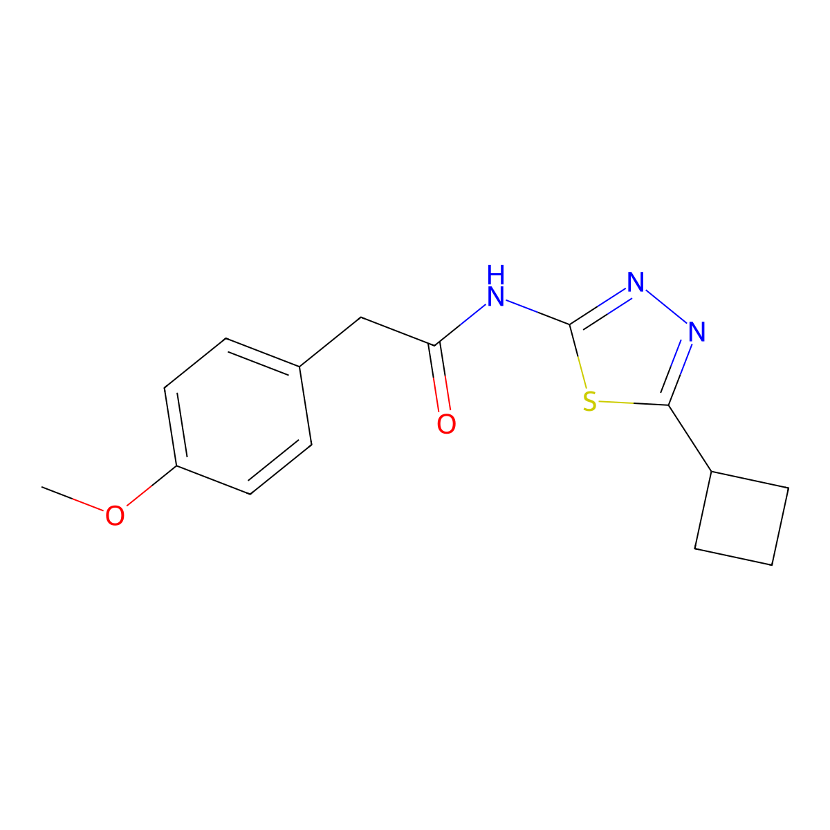 N-(5-cyclobutyl-1,3,4-thiadiazol-2-yl)-2-(4-methoxyphenyl)acetamide molecular structure, CAS 1282120-81-3