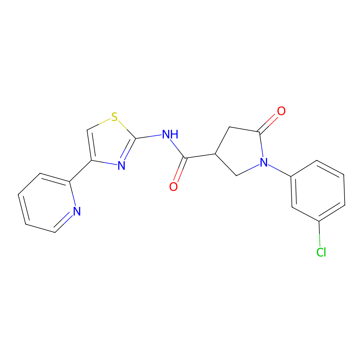 1-(3-chlorophenyl)-5-oxo-N-[(2Z)-4-(pyridin-2-yl)-1,3-thiazol-2(3H)-ylidene]pyrrolidine-3-carboxamide molecular structure, CAS 1282121-06-5