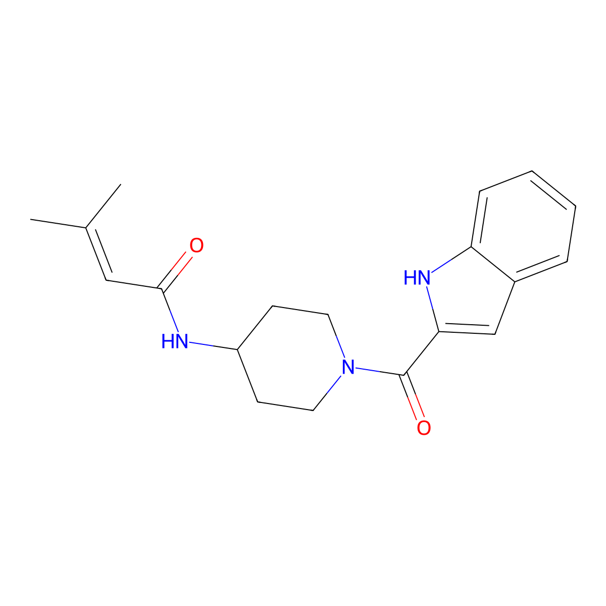 N-[1-(1H-indol-2-ylcarbonyl)piperidin-4-yl]-3-methylbut-2-enamide molecular structure, CAS 1282121-08-7