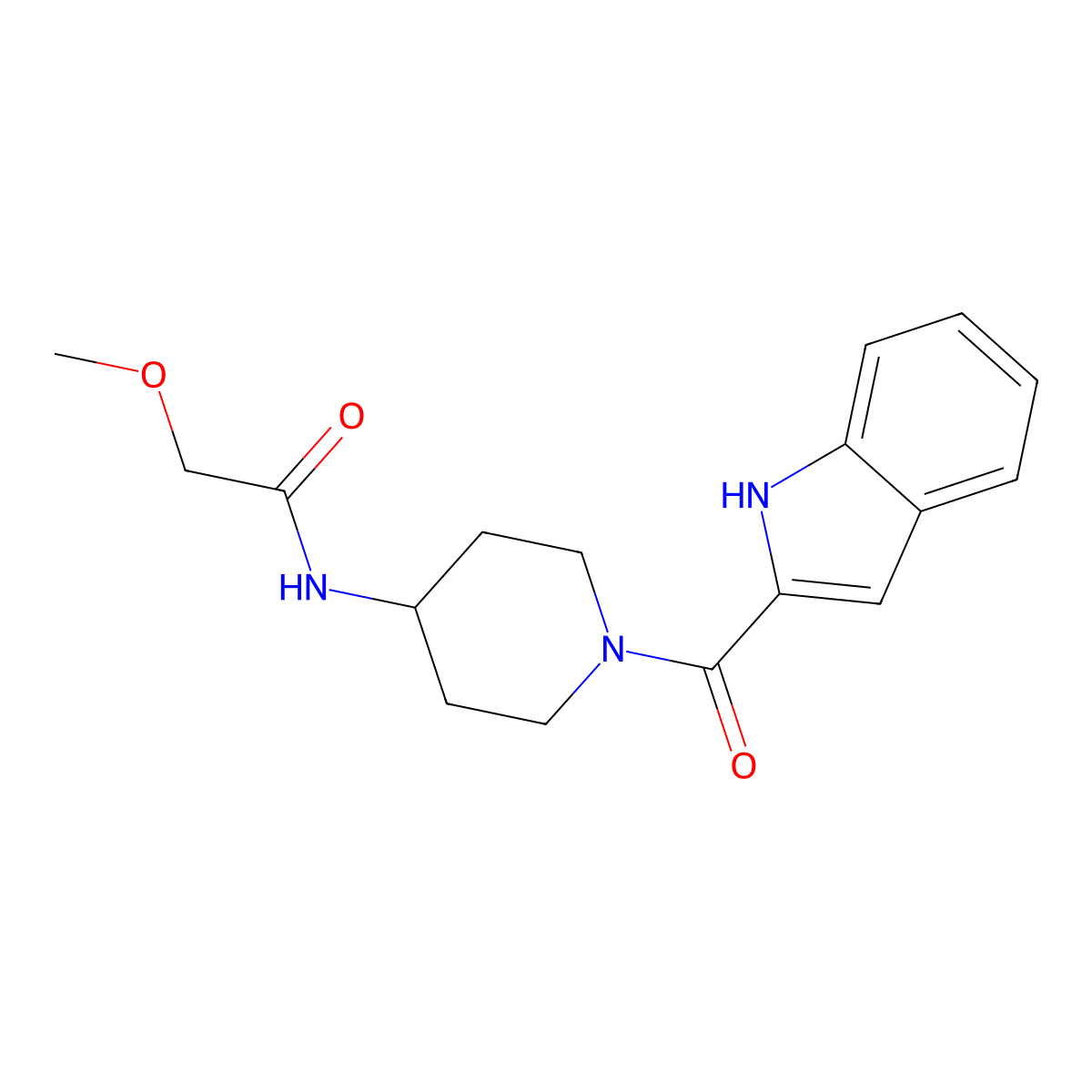 N-[1-(1H-indol-2-ylcarbonyl)piperidin-4-yl]-2-methoxyacetamide molecular structure, CAS 1282121-15-6