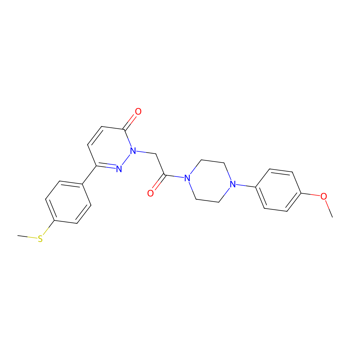 2-{2-[4-(4-methoxyphenyl)piperazino]-2-oxoethyl}-6-[4-(methylsulfanyl)phenyl]-3(2H)-pyridazinone molecular structure, CAS 1282121-17-8