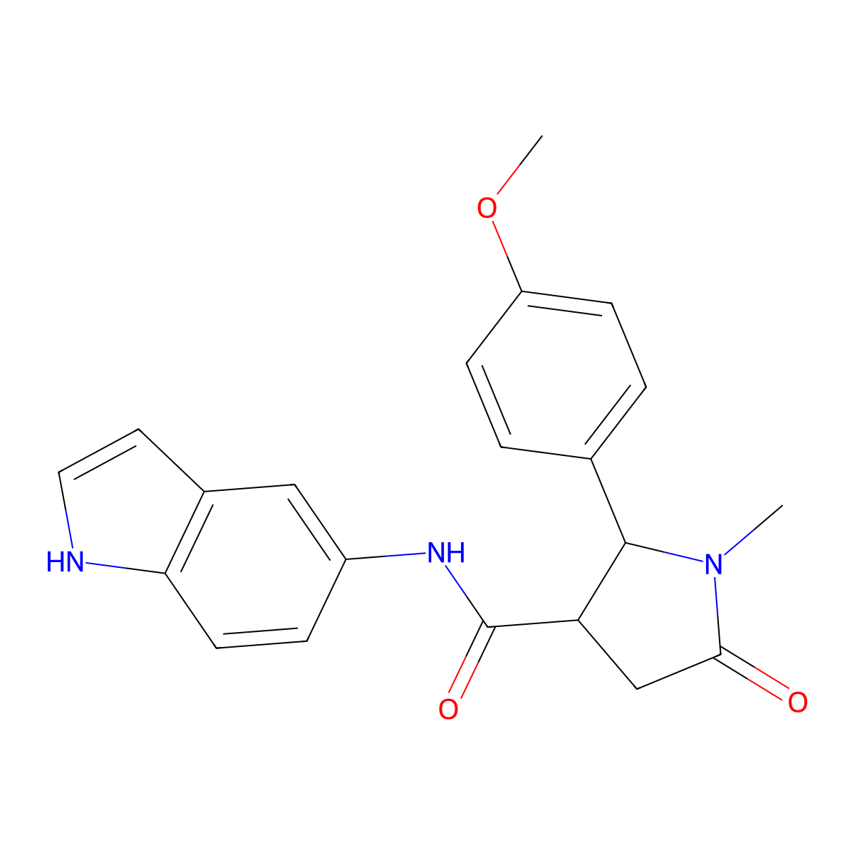 N-(1H-indol-5-yl)-2-(4-methoxyphenyl)-1-methyl-5-oxopyrrolidine-3-carboxamide molecular structure, CAS 1282121-28-1