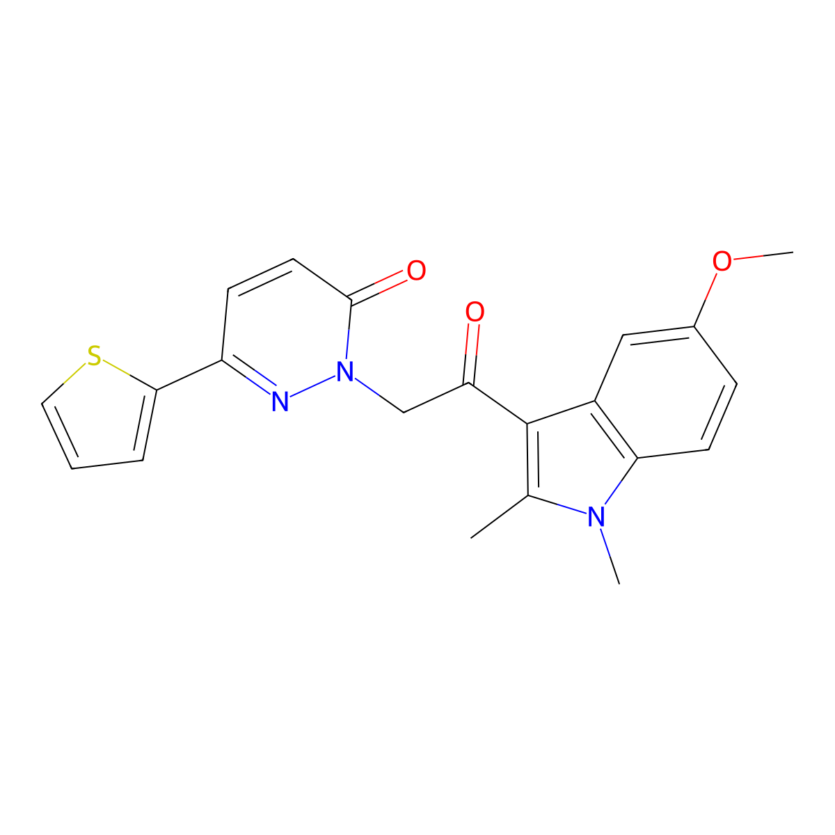 2-[2-(5-methoxy-1,2-dimethyl-1H-indol-3-yl)-2-oxoethyl]-6-(thiophen-2-yl)pyridazin-3(2H)-one molecular structure, CAS 1282121-31-6