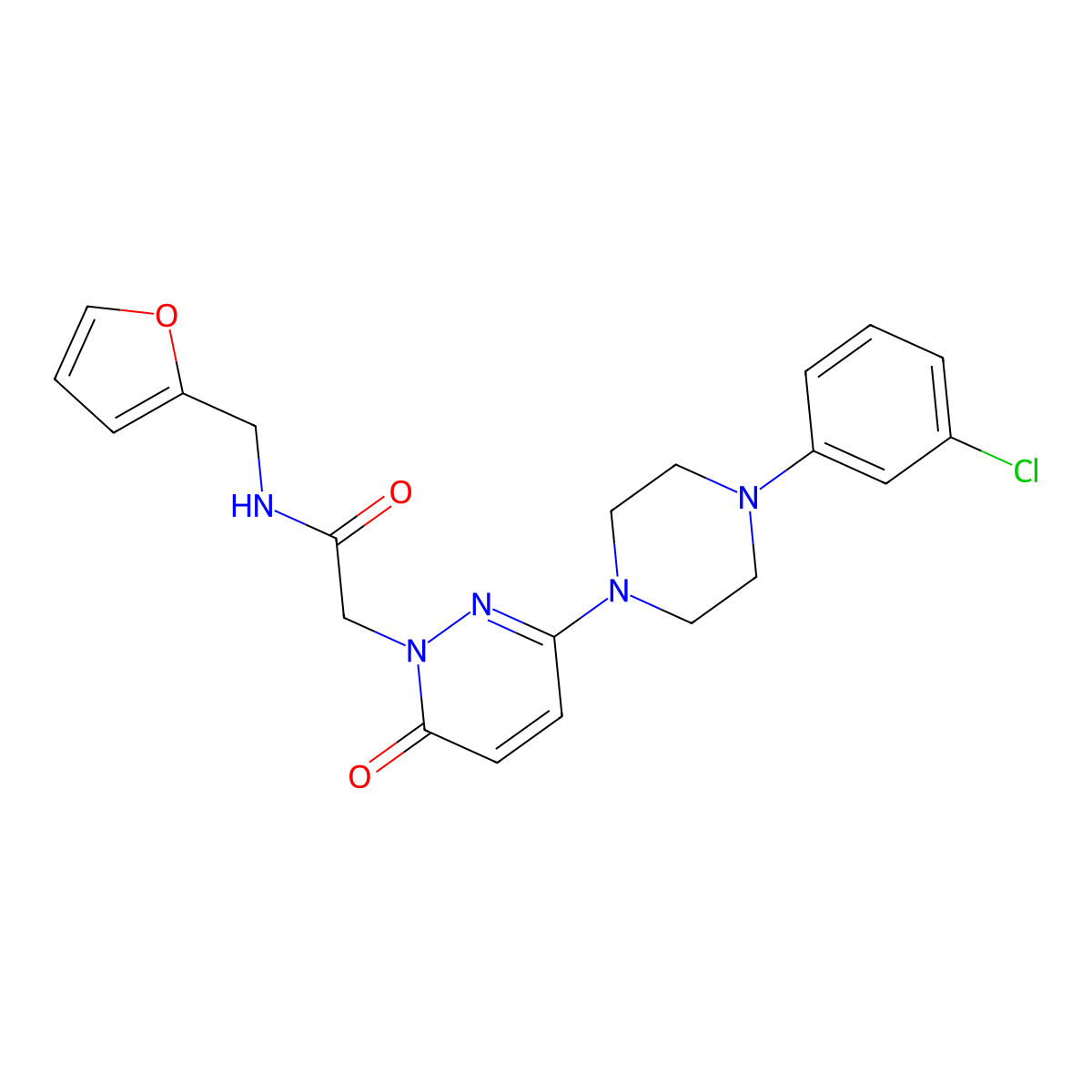 2-{3-[4-(3-chlorophenyl)piperazin-1-yl]-6-oxopyridazin-1(6H)-yl}-N-(furan-2-ylmethyl)acetamide molecular structure, CAS 1282121-44-1