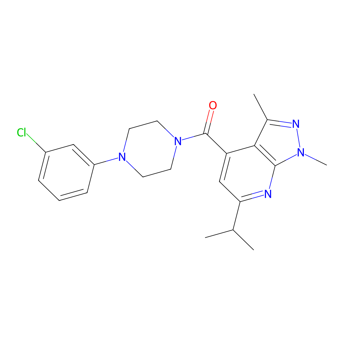 [4-(3-chlorophenyl)piperazino](6-isopropyl-1,3-dimethyl-1H-pyrazolo[3,4-b]pyridin-4-yl)methanone molecular structure, CAS 1282121-69-0