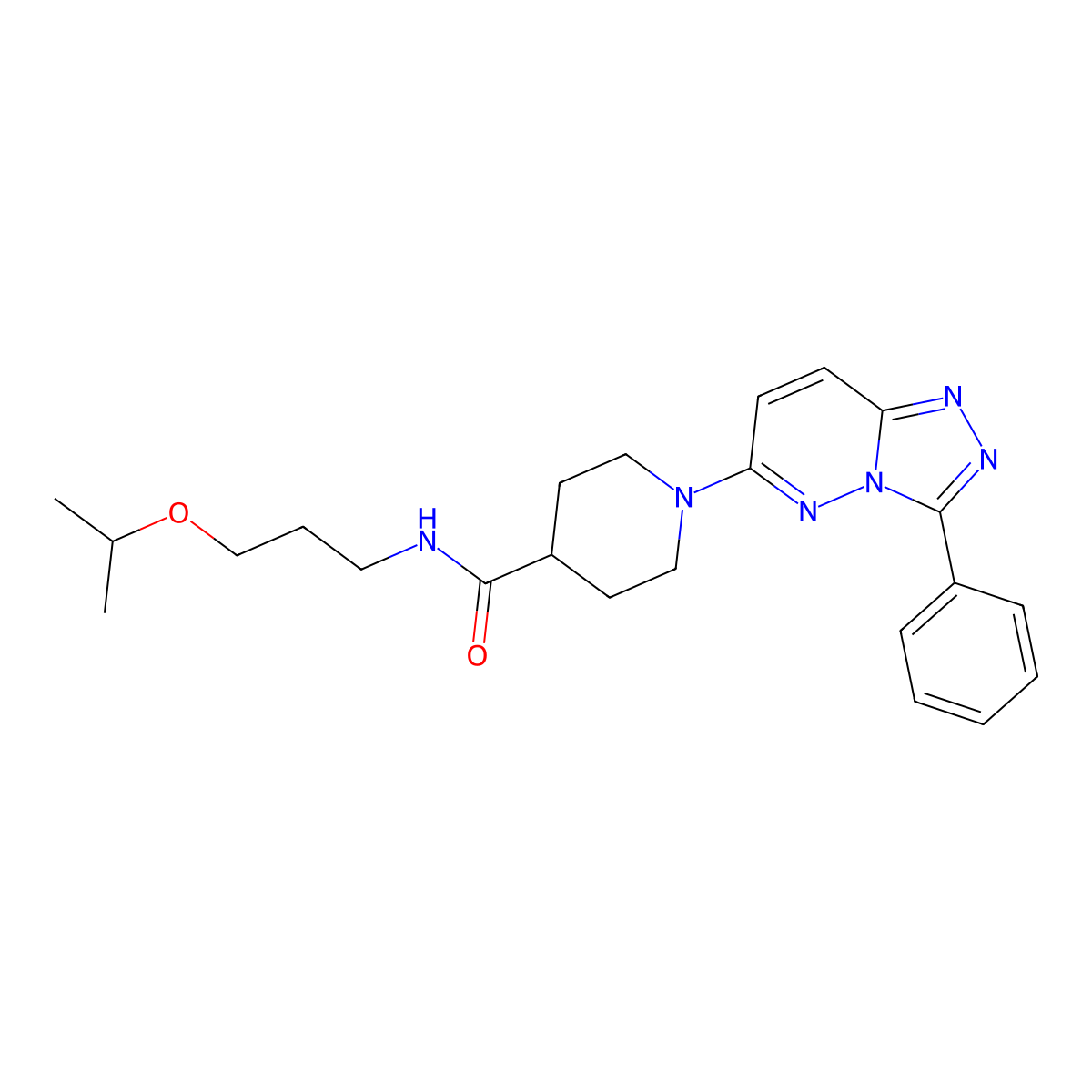 1-(3-phenyl[1,2,4]triazolo[4,3-b]pyridazin-6-yl)-N-[3-(propan-2-yloxy)propyl]piperidine-4-carboxamide molecular structure, CAS 1282121-77-0