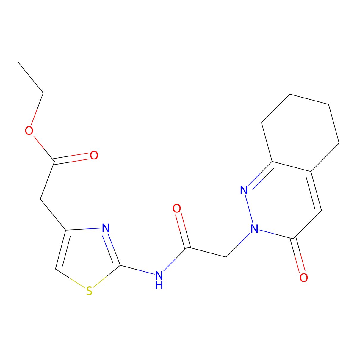 ethyl (2-{[(3-oxo-5,6,7,8-tetrahydrocinnolin-2(3H)-yl)acetyl]amino}-1,3-thiazol-4-yl)acetate molecular structure, CAS 1282122-03-5
