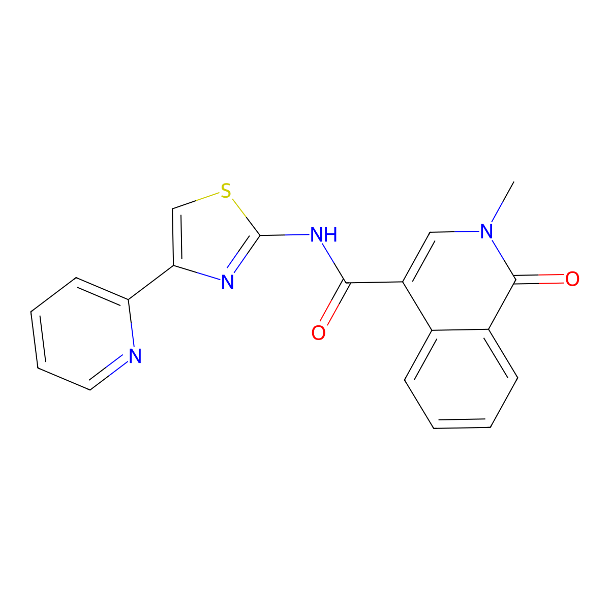 2-methyl-1-oxo-N-[(2Z)-4-(pyridin-2-yl)-1,3-thiazol-2(3H)-ylidene]-1,2-dihydroisoquinoline-4-carboxamide molecular structure, CAS 1282122-06-8