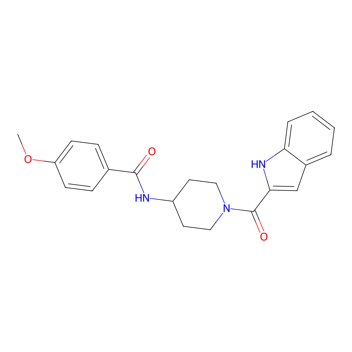 N-[1-(1H-indol-2-ylcarbonyl)piperidin-4-yl]-4-methoxybenzamide molecular structure, CAS 1282122-14-8