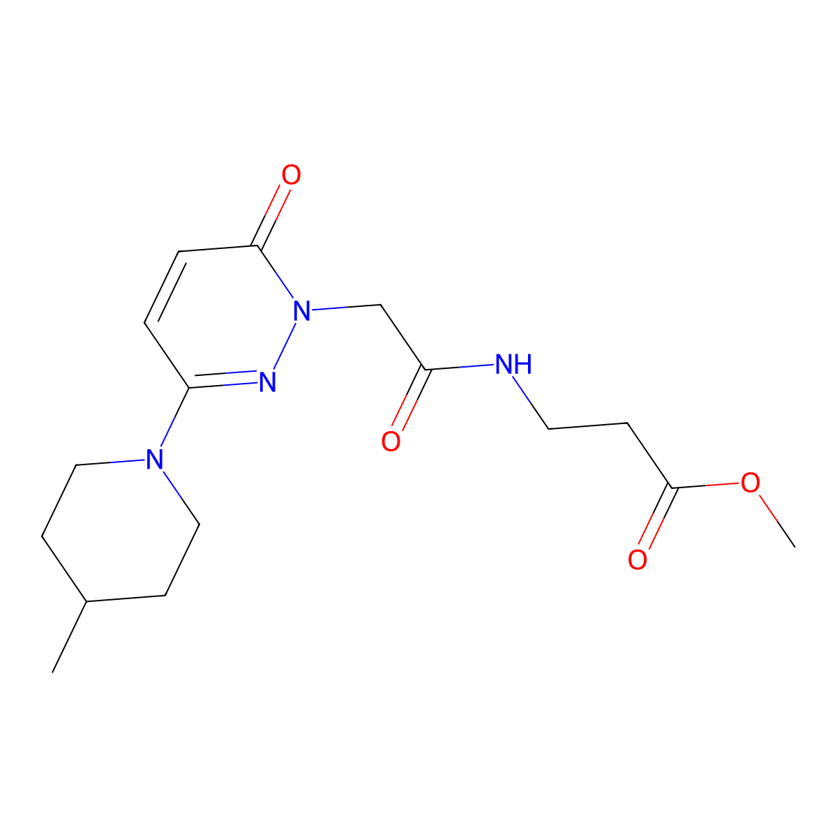 methyl N-{[3-(4-methylpiperidin-1-yl)-6-oxopyridazin-1(6H)-yl]acetyl}-beta-alaninate molecular structure, CAS 1282122-21-7