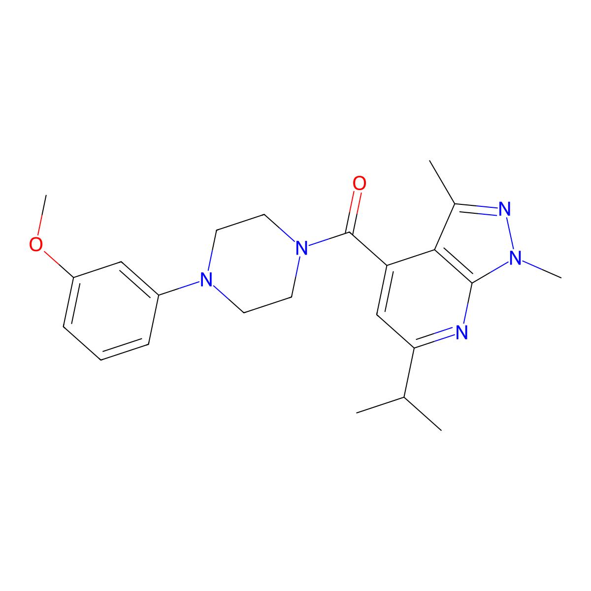 [1,3-dimethyl-6-(propan-2-yl)-1H-pyrazolo[3,4-b]pyridin-4-yl][4-(3-methoxyphenyl)piperazin-1-yl]methanone molecular structure, CAS 1282122-44-4