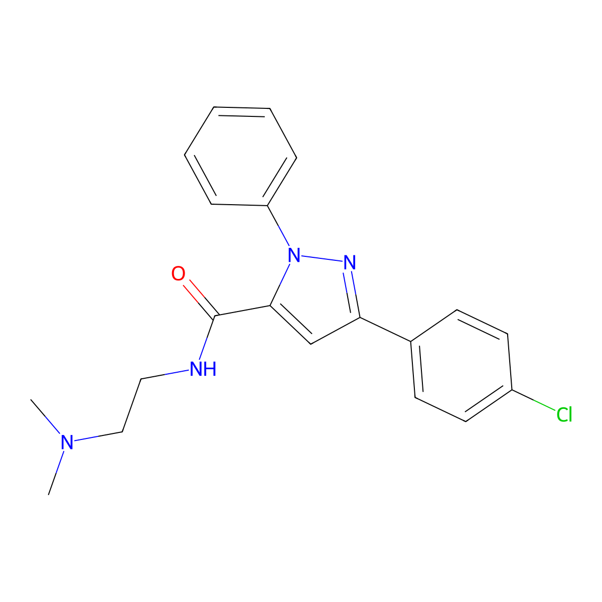3-(4-chlorophenyl)-N-[2-(dimethylamino)ethyl]-1-phenyl-1H-pyrazole-5-carboxamide molecular structure, CAS 1282122-54-6
