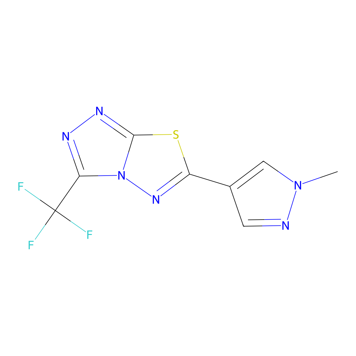 6-(1-methyl-1H-pyrazol-4-yl)-3-(trifluoromethyl)[1,2,4]triazolo[3,4-b][1,3,4]thiadiazole molecular structure, CAS 1282122-55-7