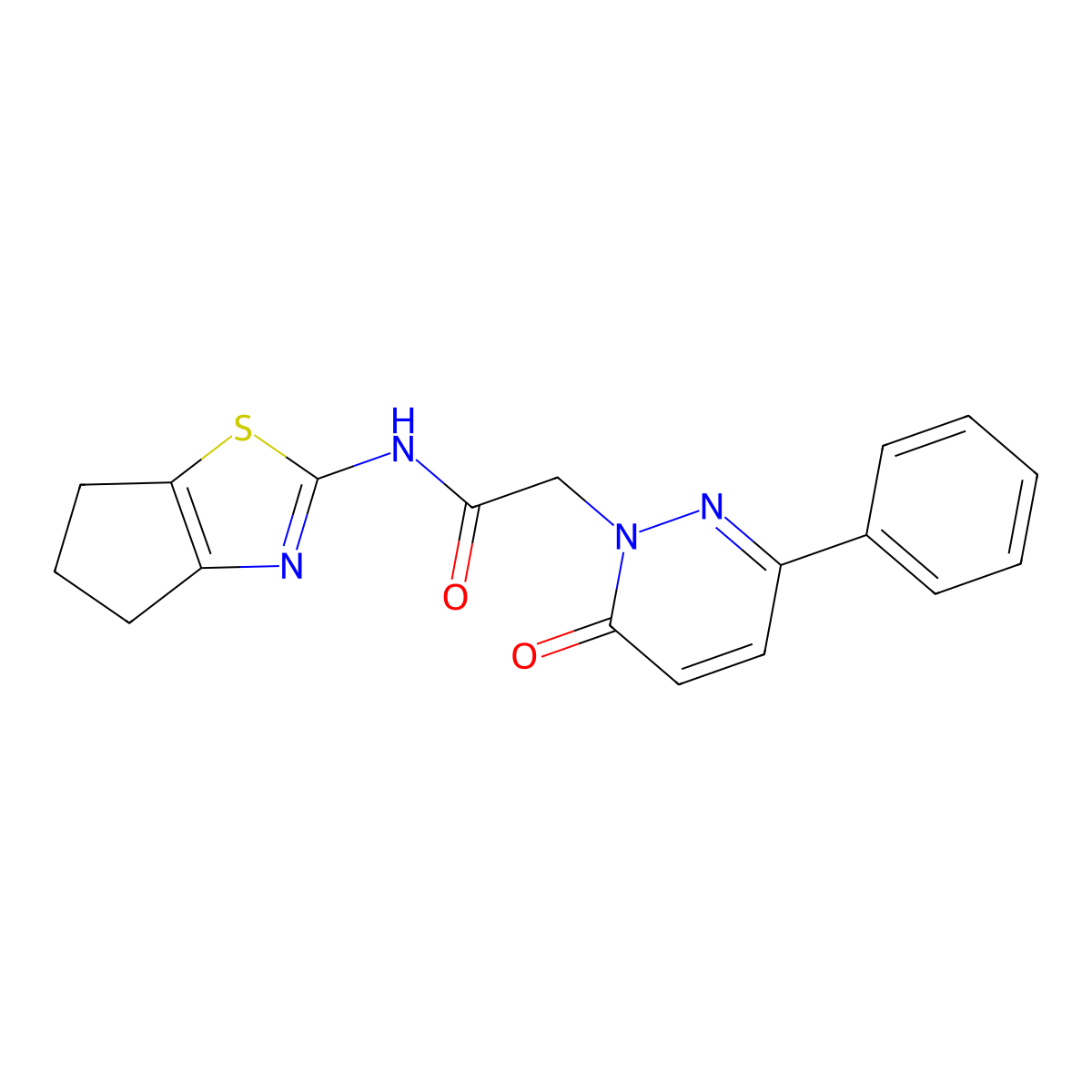 2-(6-oxo-3-phenylpyridazin-1(6H)-yl)-N-[(2Z)-3,4,5,6-tetrahydro-2H-cyclopenta[d][1,3]thiazol-2-ylidene]acetamide molecular structure, CAS 1282122-57-9