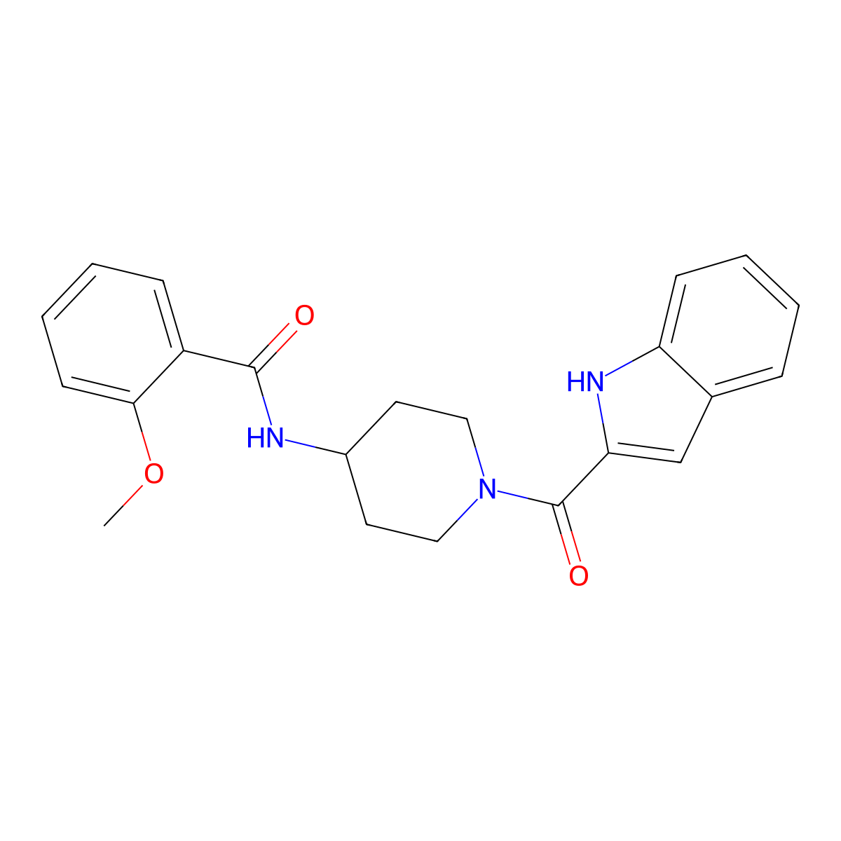N-[1-(1H-indol-2-ylcarbonyl)piperidin-4-yl]-2-methoxybenzamide molecular structure, CAS 1282122-74-0