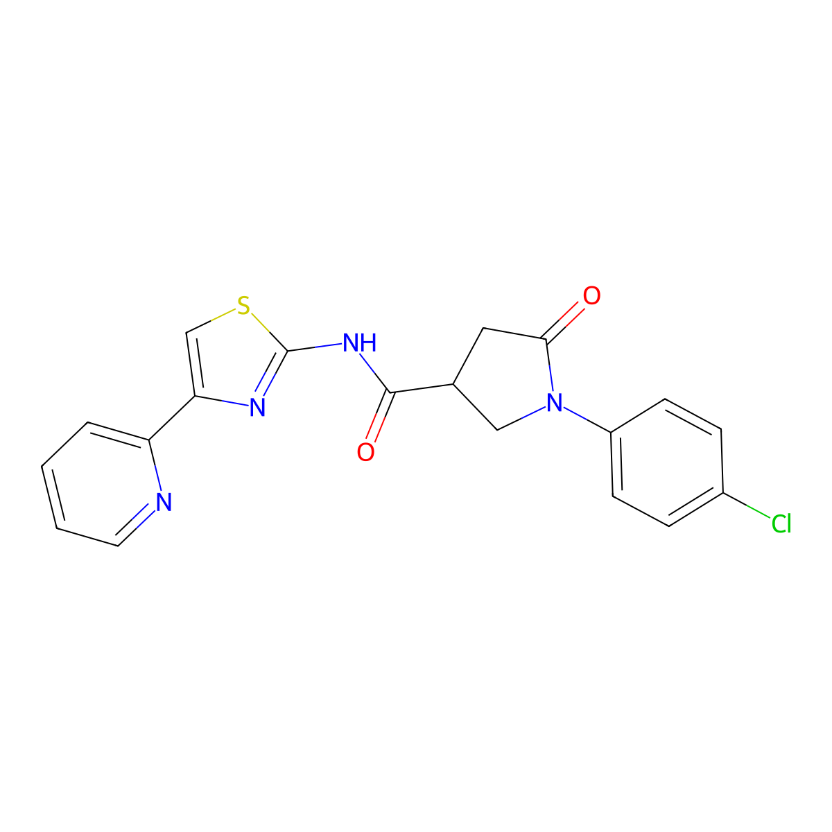 1-(4-chlorophenyl)-5-oxo-N-[(2Z)-4-(pyridin-2-yl)-1,3-thiazol-2(3H)-ylidene]pyrrolidine-3-carboxamide molecular structure, CAS 1282122-77-3