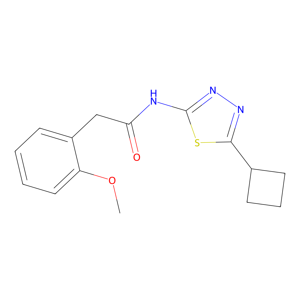 N-(5-cyclobutyl-1,3,4-thiadiazol-2-yl)-2-(2-methoxyphenyl)acetamide molecular structure, CAS 1282122-78-4