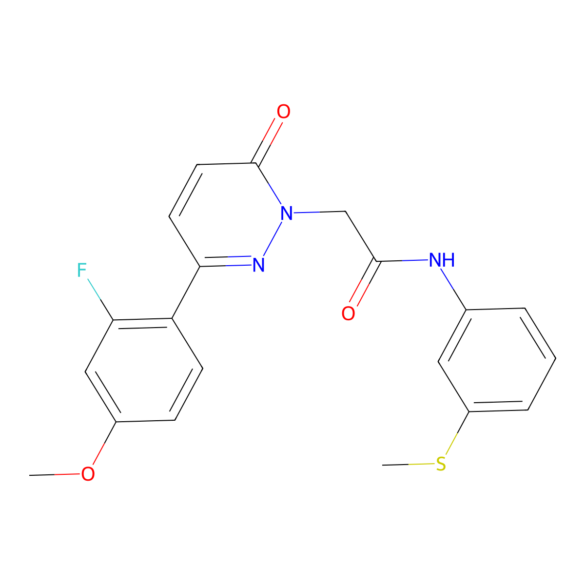 2-[3-(2-fluoro-4-methoxyphenyl)-6-oxopyridazin-1(6H)-yl]-N-[3-(methylsulfanyl)phenyl]acetamide molecular structure, CAS 1282122-90-0