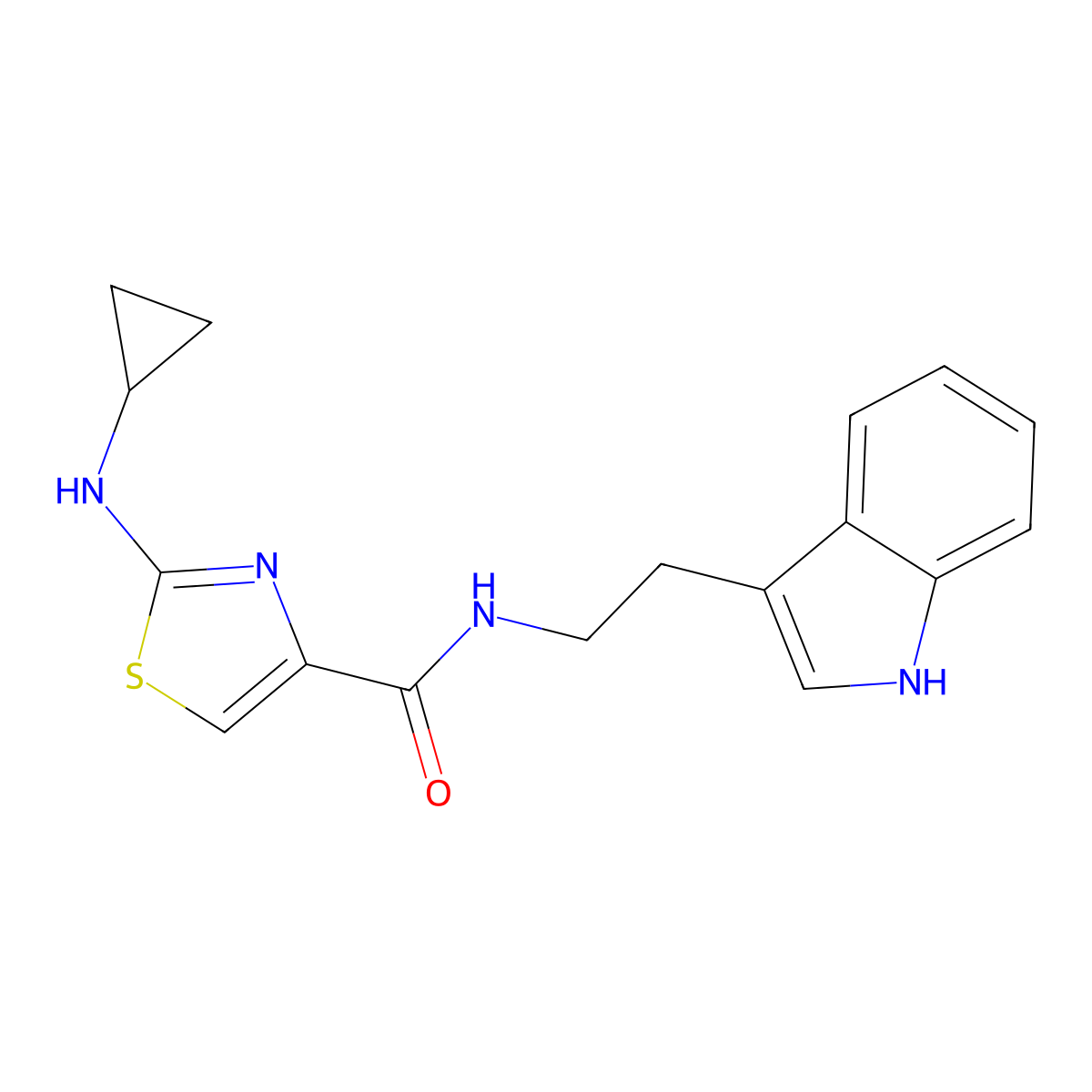 2-(cyclopropylamino)-N-[2-(1H-indol-3-yl)ethyl]-1,3-thiazole-4-carboxamide molecular structure, CAS 1282123-06-1