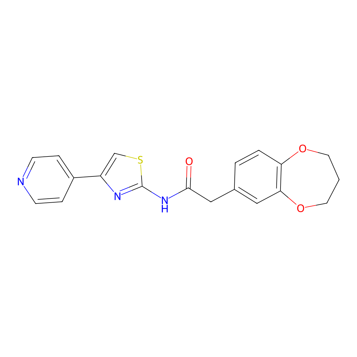 2-(3,4-dihydro-2H-1,5-benzodioxepin-7-yl)-N-[(2Z)-4-(pyridin-4-yl)-1,3-thiazol-2(3H)-ylidene]acetamide molecular structure, CAS 1282123-24-3