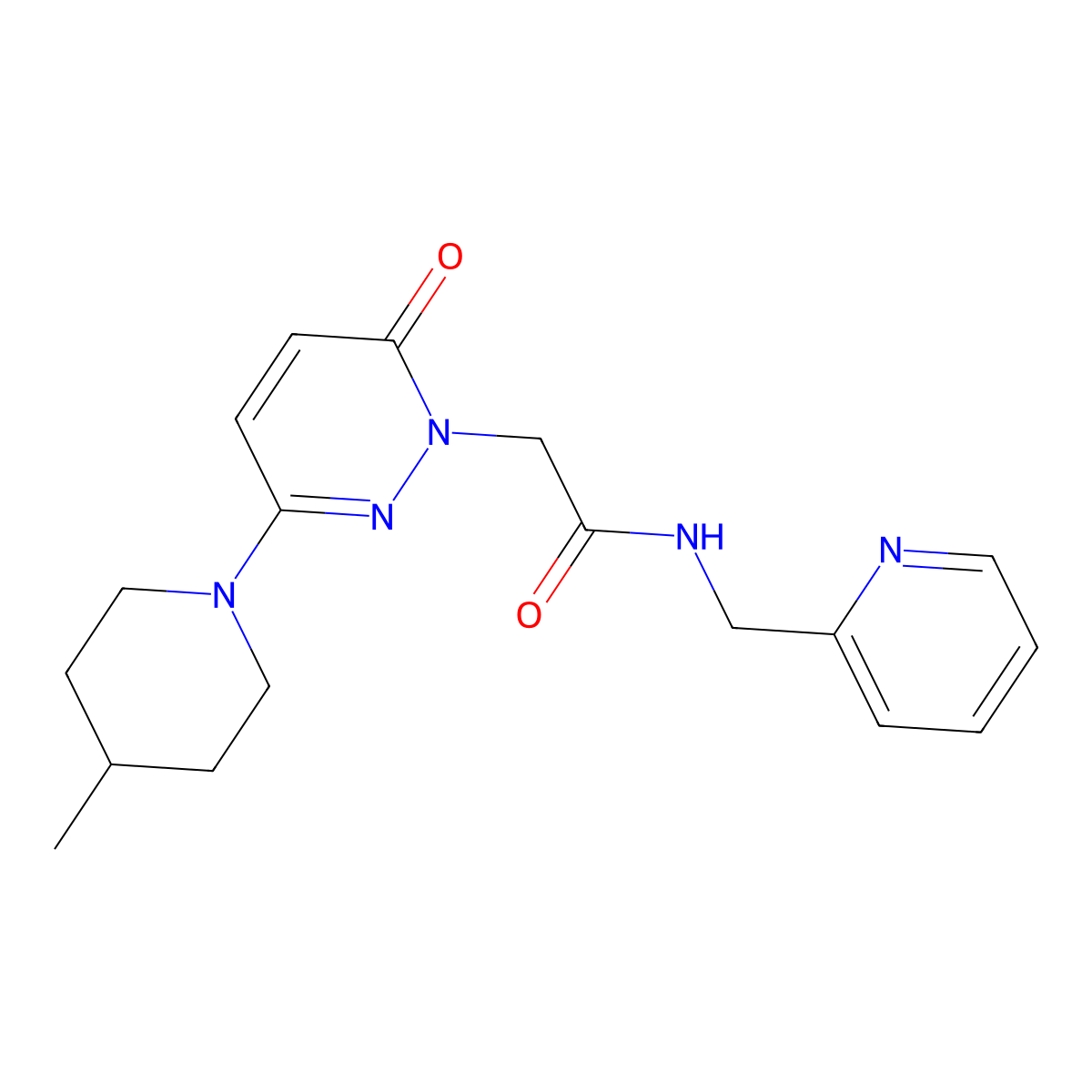 2-(3-(4-methylpiperidin-1-yl)-6-oxopyridazin-1(6H)-yl)-N-(pyridin-2-ylmethyl)acetamide molecular structure, CAS 1282123-30-1