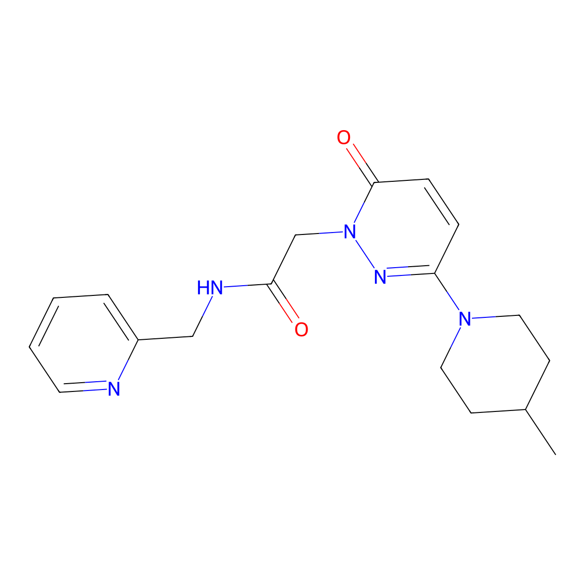 2-(3-(4-methylpiperidin-1-yl)-6-oxopyridazin-1(6H)-yl)-N-(pyridin-2-ylmethyl)acetamide molecular structure, CAS 1282123-30-1
