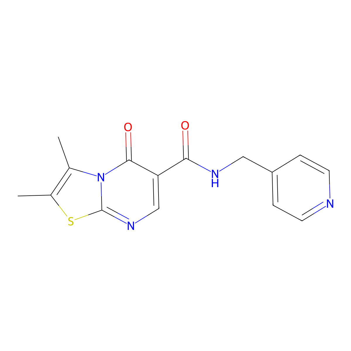 2,3-dimethyl-5-oxo-N-(pyridin-4-ylmethyl)-5H-[1,3]thiazolo[3,2-a]pyrimidine-6-carboxamide molecular structure, CAS 1282123-39-0