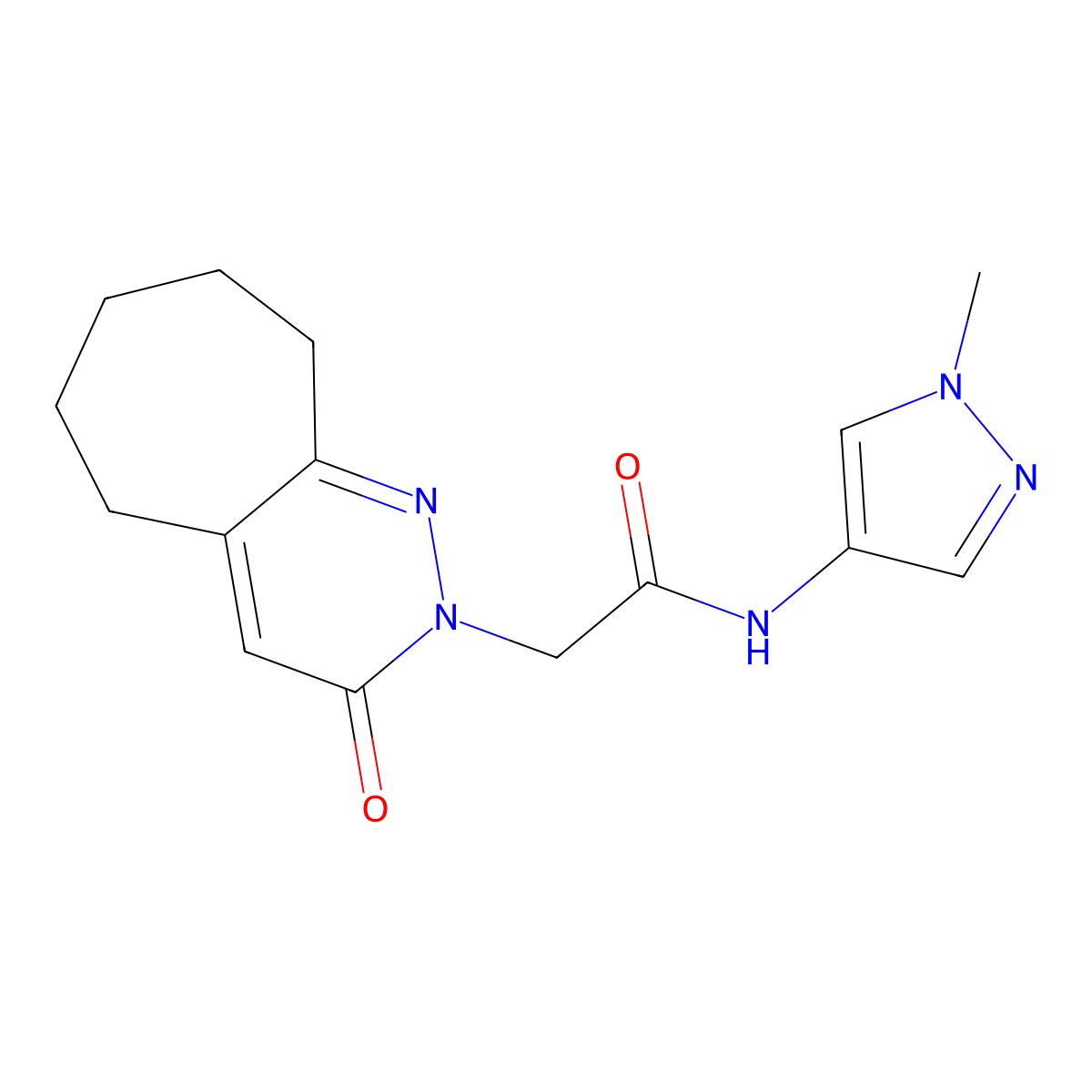 N-(1-methyl-1H-pyrazol-4-yl)-2-(3-oxo-3,5,6,7,8,9-hexahydro-2H-cyclohepta[c]pyridazin-2-yl)acetamide molecular structure, CAS 1282123-48-1