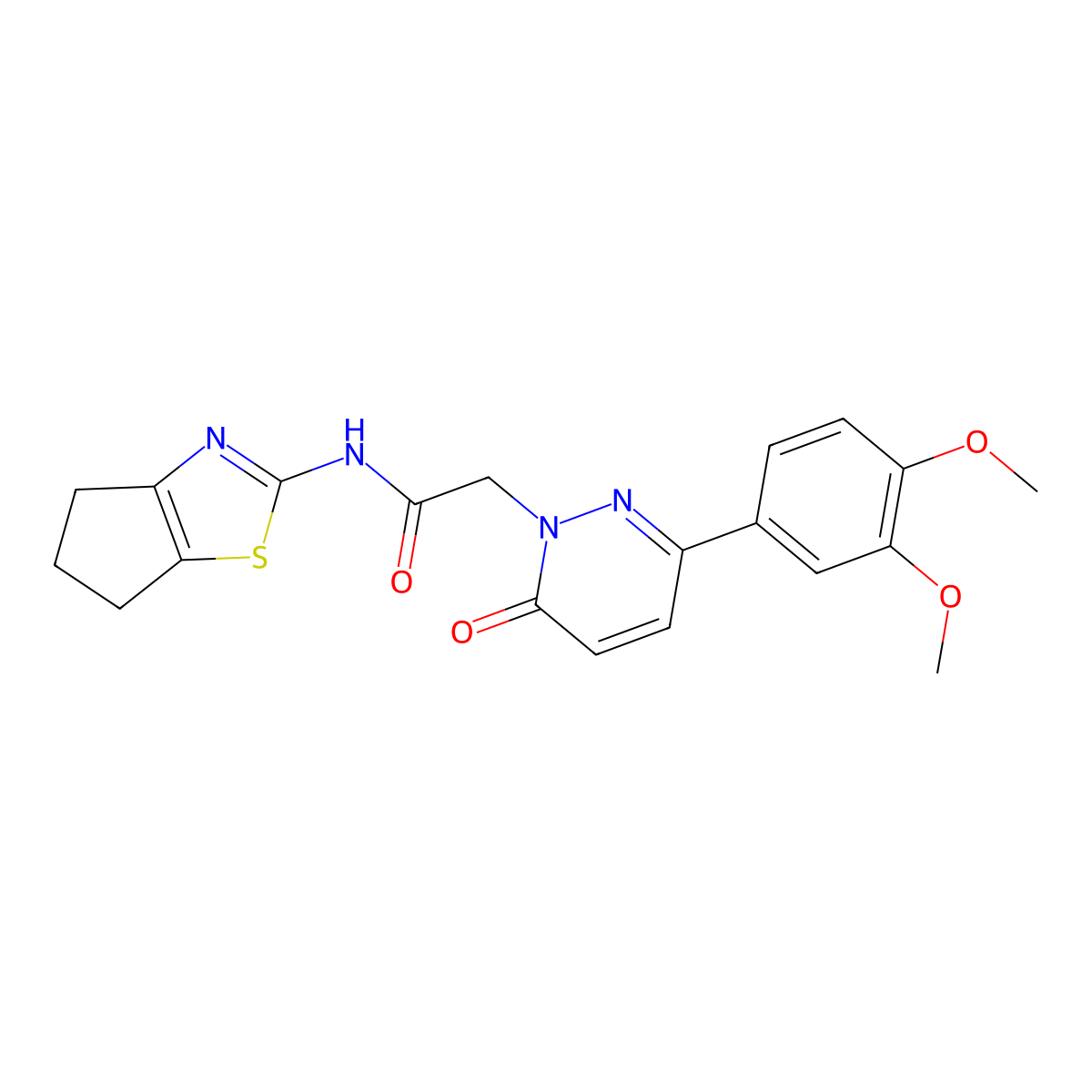 2-[3-(3,4-dimethoxyphenyl)-6-oxopyridazin-1(6H)-yl]-N-[(2Z)-3,4,5,6-tetrahydro-2H-cyclopenta[d][1,3]thiazol-2-ylidene]acetamide molecular structure, CAS 1282123-74-3