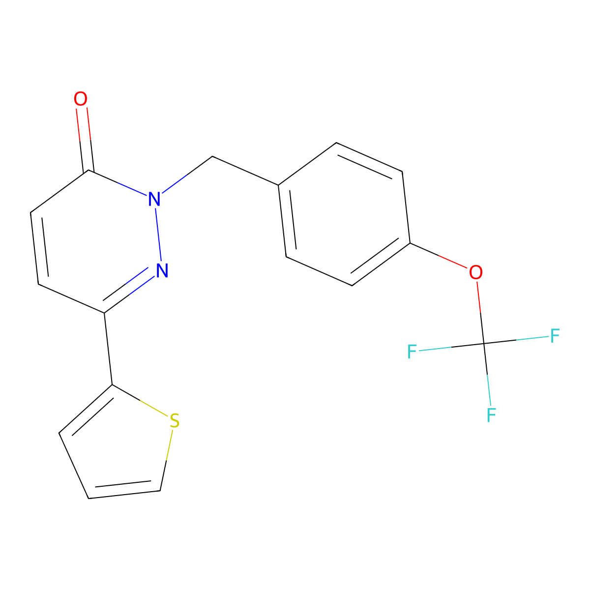 6-(thiophen-2-yl)-2-[4-(trifluoromethoxy)benzyl]pyridazin-3(2H)-one molecular structure, CAS 1282123-86-7