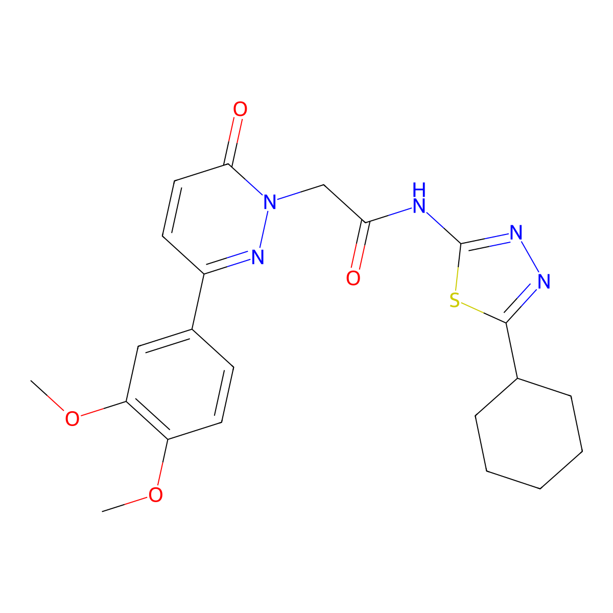 N-[(2E)-5-cyclohexyl-1,3,4-thiadiazol-2(3H)-ylidene]-2-[3-(3,4-dimethoxyphenyl)-6-oxopyridazin-1(6H)-yl]acetamide molecular structure, CAS 1282123-93-6