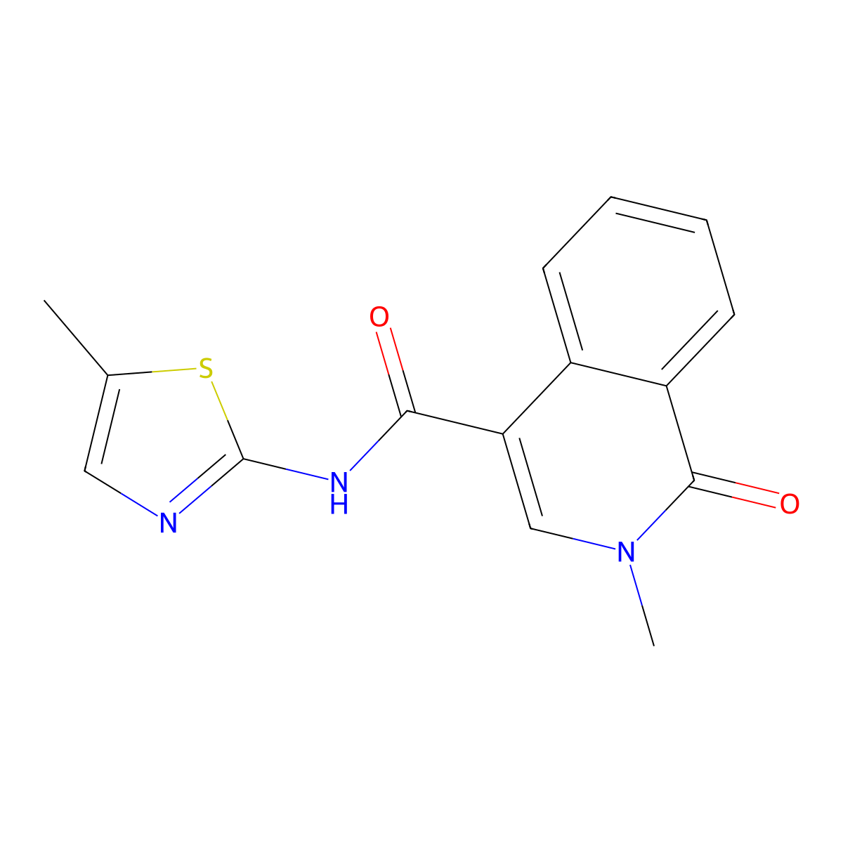 2-methyl-N-(5-methyl-1,3-thiazol-2-yl)-1-oxo-1,2-dihydroisoquinoline-4-carboxamide molecular structure, CAS 1282124-10-0
