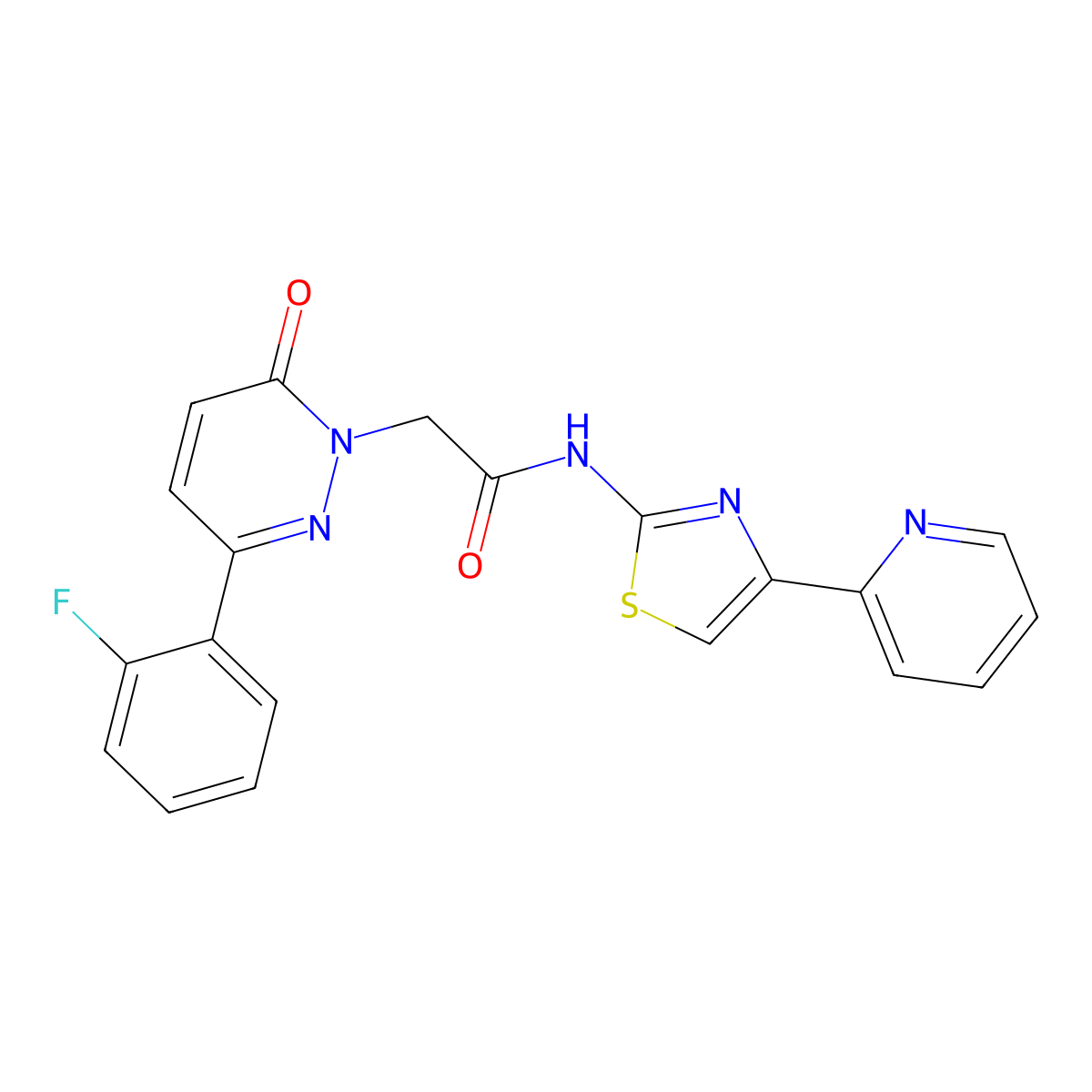 2-(3-(2-fluorophenyl)-6-oxopyridazin-1(6H)-yl)-N-(4-(pyridin-2-yl)thiazol-2-yl)acetamide molecular structure, CAS 1282124-13-3