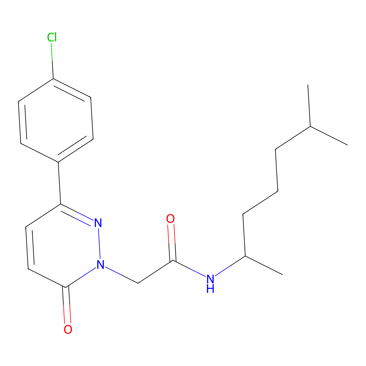 2-(3-(4-chlorophenyl)-6-oxopyridazin-1(6H)-yl)-N-(6-methylheptan-2-yl)acetamide molecular structure, CAS 1282124-74-6