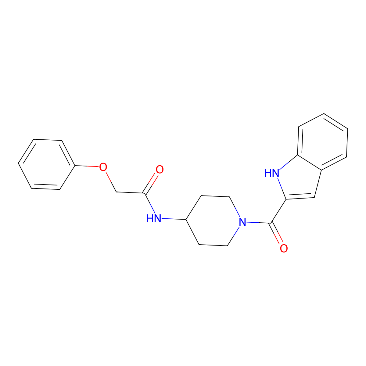 N-[1-(1H-indol-2-ylcarbonyl)piperidin-4-yl]-2-phenoxyacetamide molecular structure, CAS 1282124-77-9
