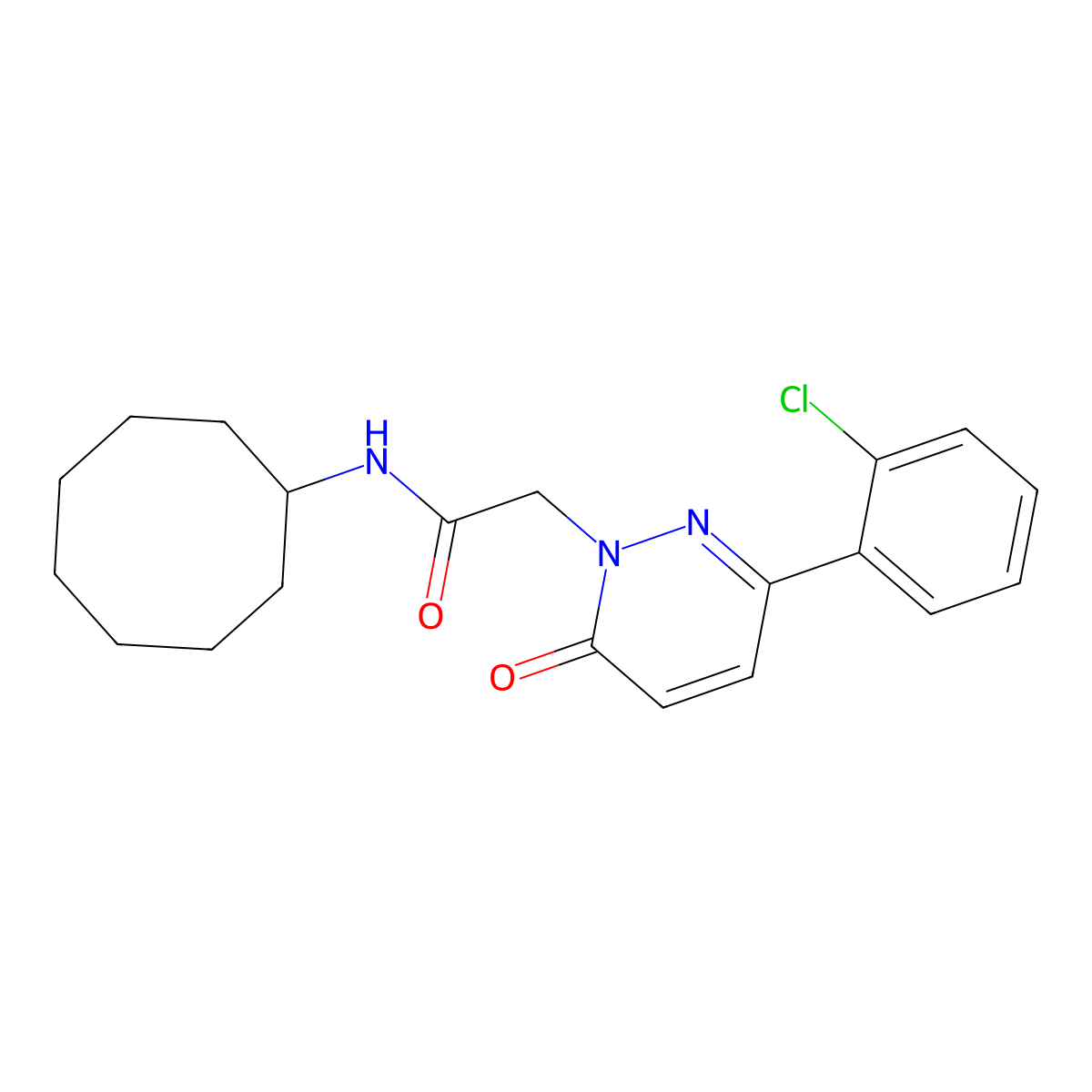 2-(3-(2-chlorophenyl)-6-oxopyridazin-1(6H)-yl)-N-cyclooctylacetamide molecular structure, CAS 1282124-78-0