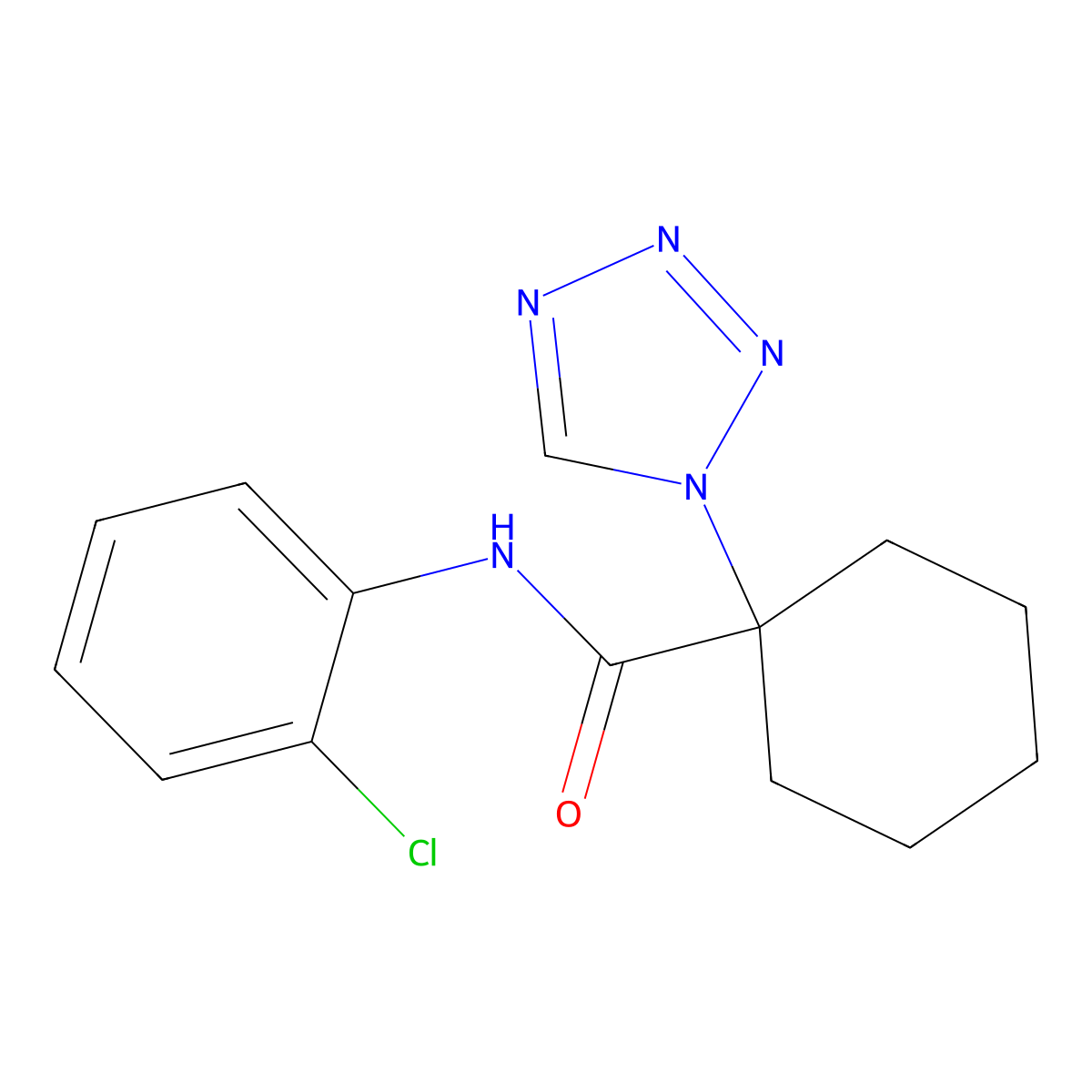 N-(2-chlorophenyl)-1-(1H-tetrazol-1-yl)cyclohexanecarboxamide molecular structure, CAS 1282124-80-4